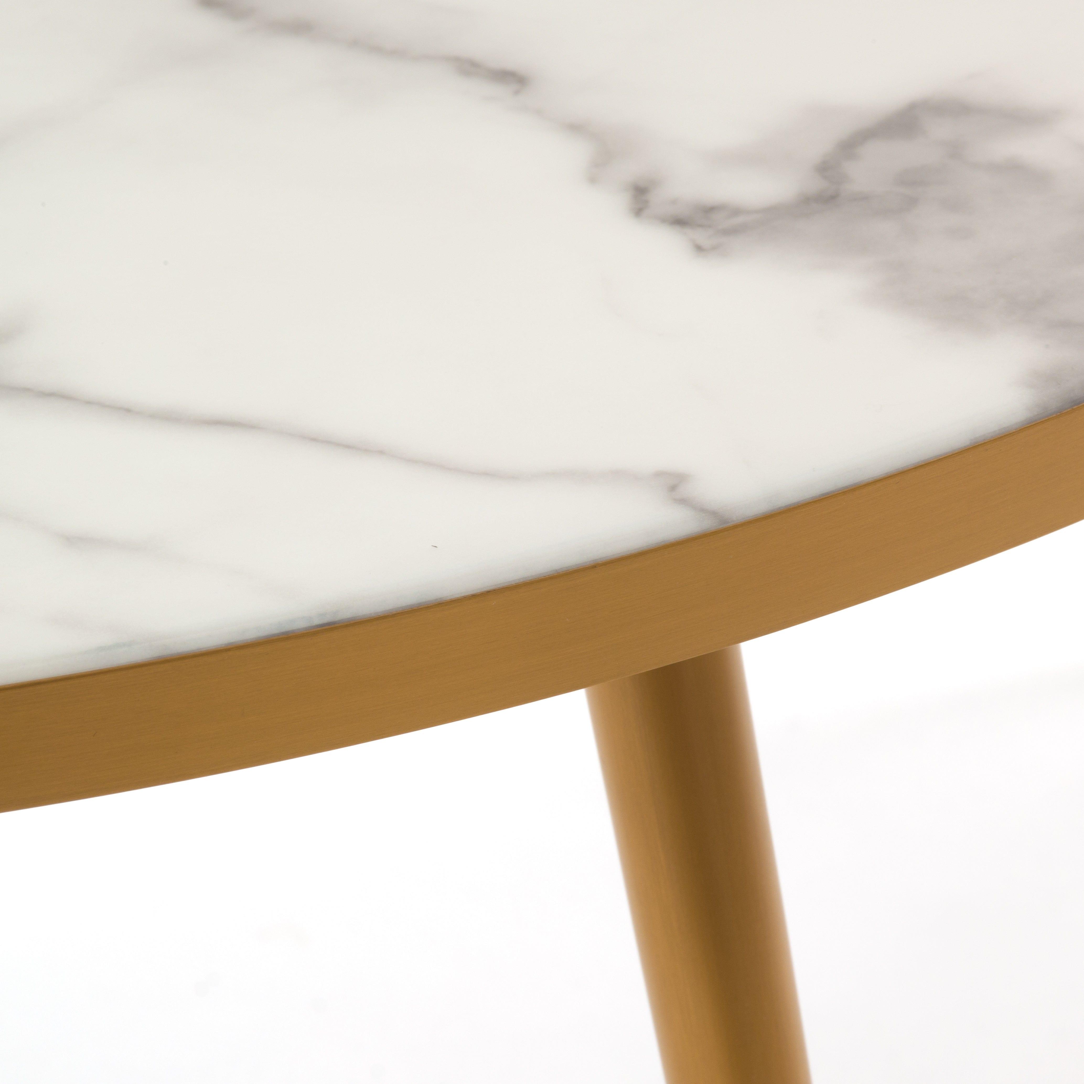 Stolik kawowy MARBLE LOOK biały ze złotą podstawą Pols Potten Eye on Design
