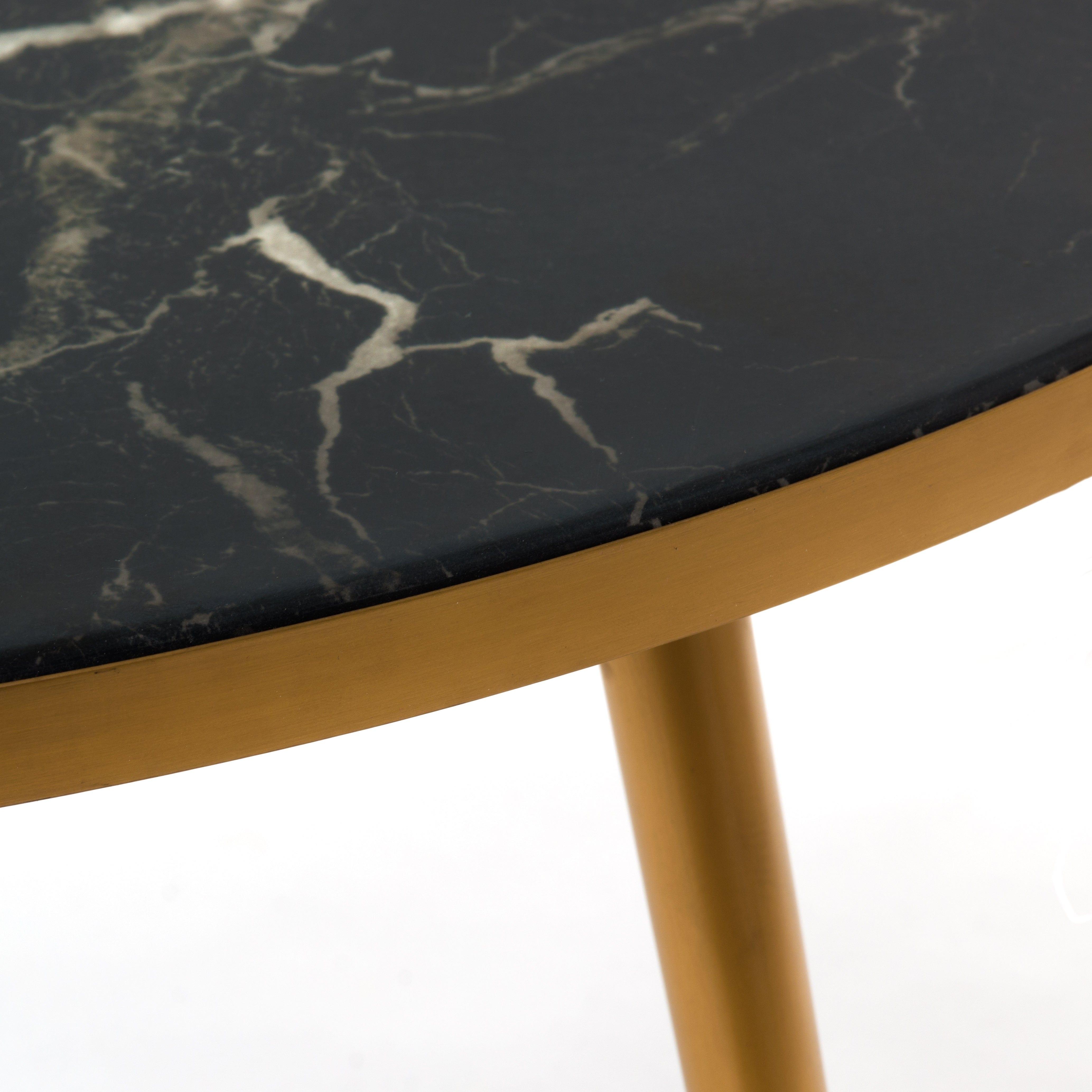 Stolik kawowy MARBLE LOOK czarny ze złotą podstawą Pols Potten Eye on Design
