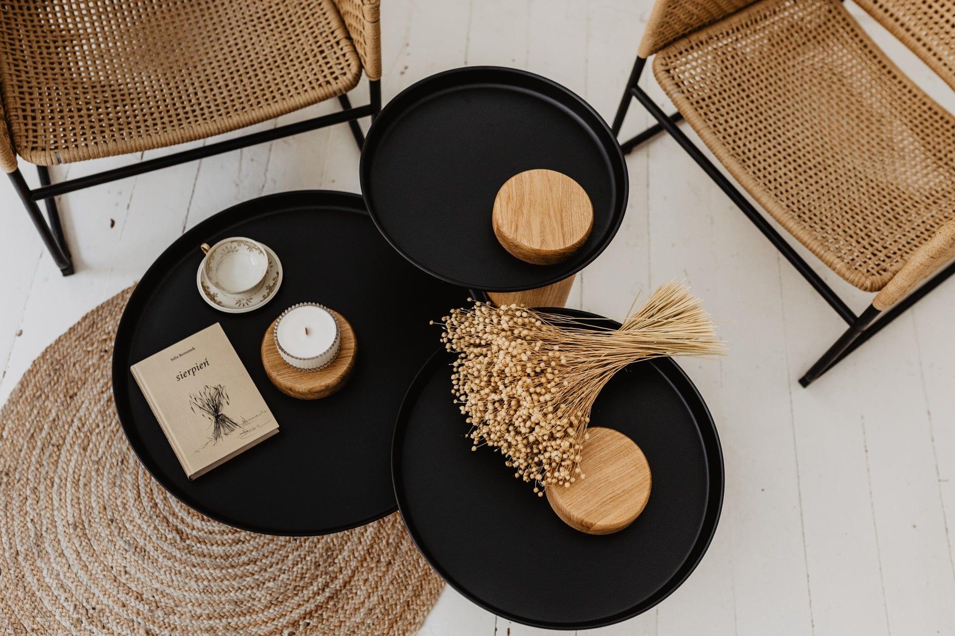 Stolik kawowy TYK dąb naturalny z czarnym blatem Nordifra Eye on Design