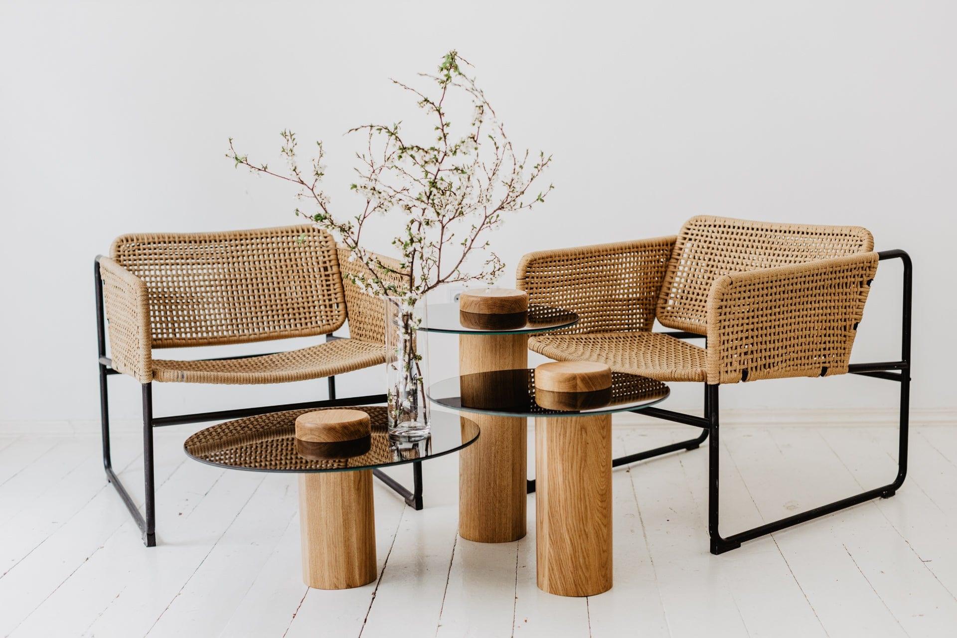 Stolik kawowy TYK dąb naturalny z lustrzanym blatem Nordifra Eye on Design