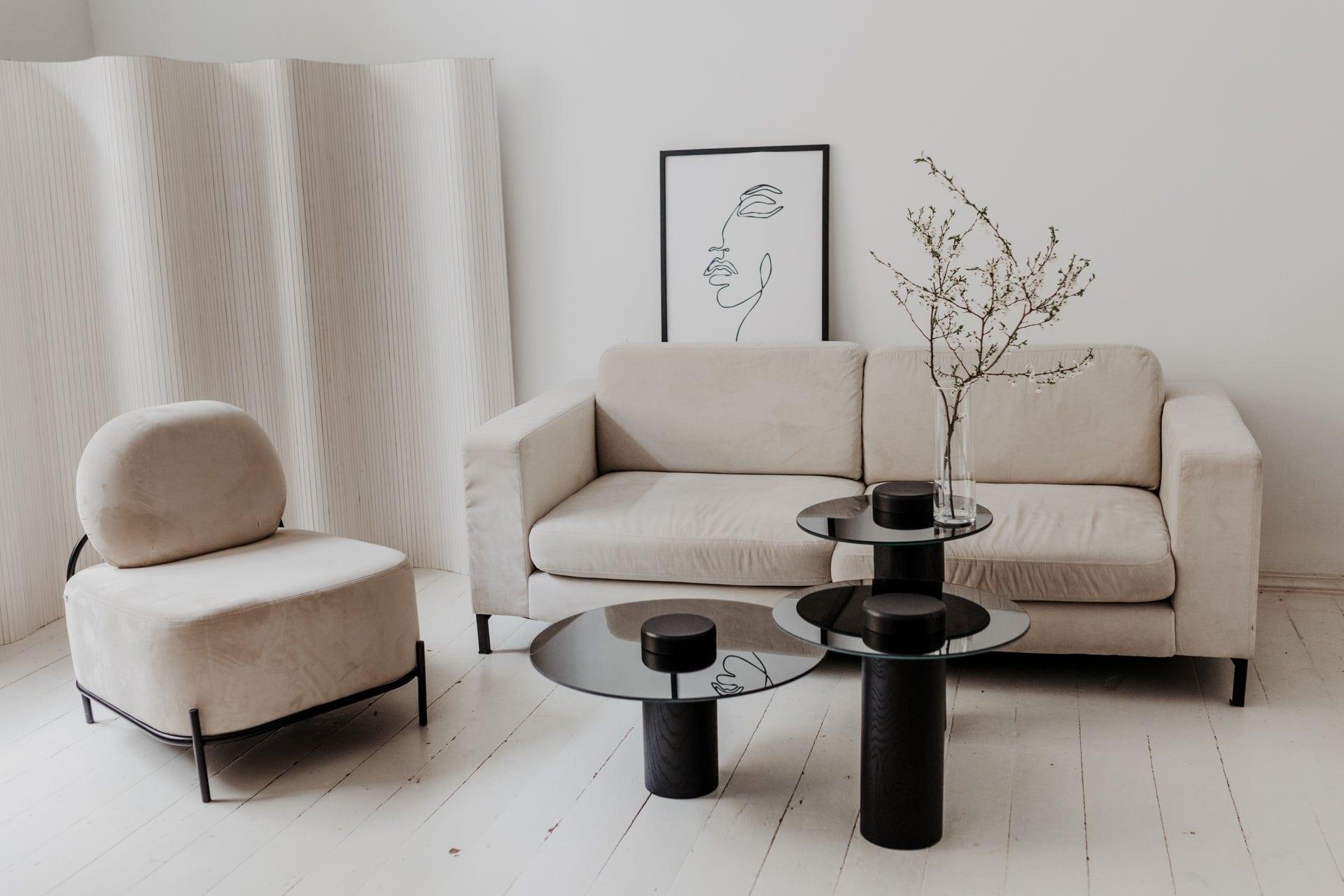 Stolik TYK MIDI czarny dąb z lustrzanym blatem Nordifra Eye on Design