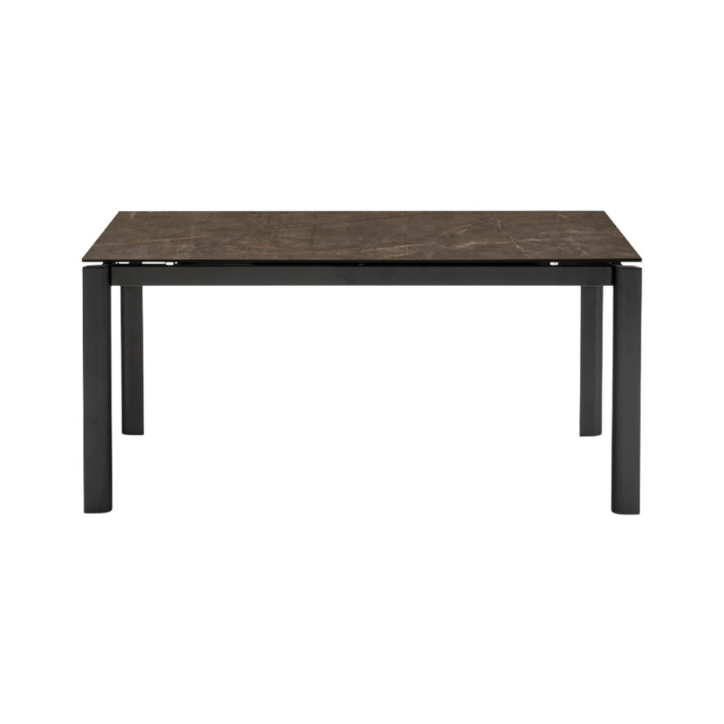 Extendable table STREAM with a brown top and black base