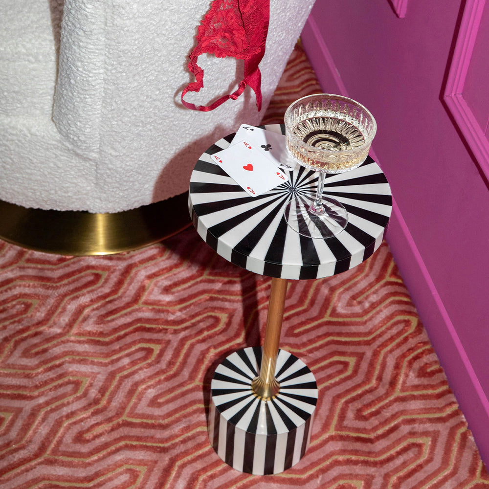 STRIKE LUCKY black and white side table