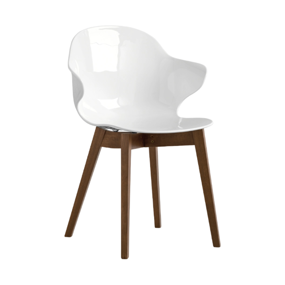 SAINT TROPEZ Chair with White Seat and Dark Wooden Base