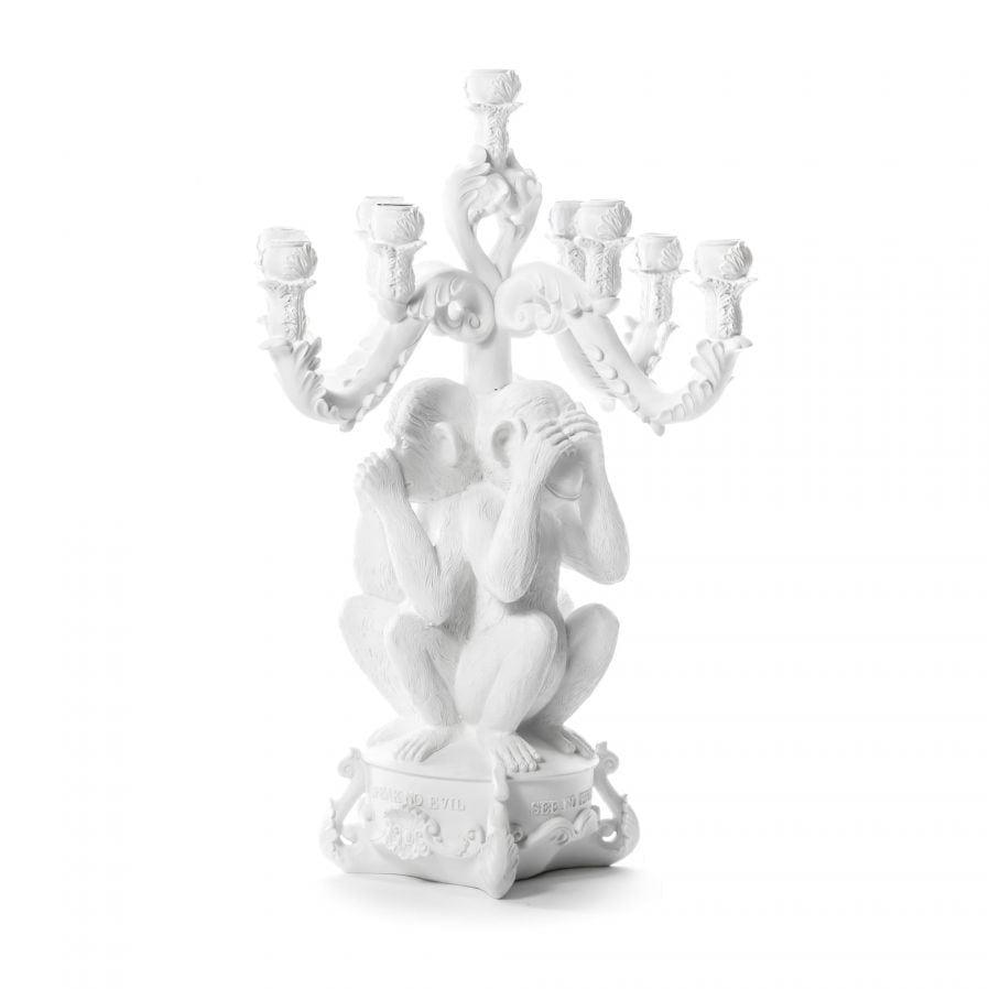 Świecznik 3 MONKEYS biały Seletti Eye on Design