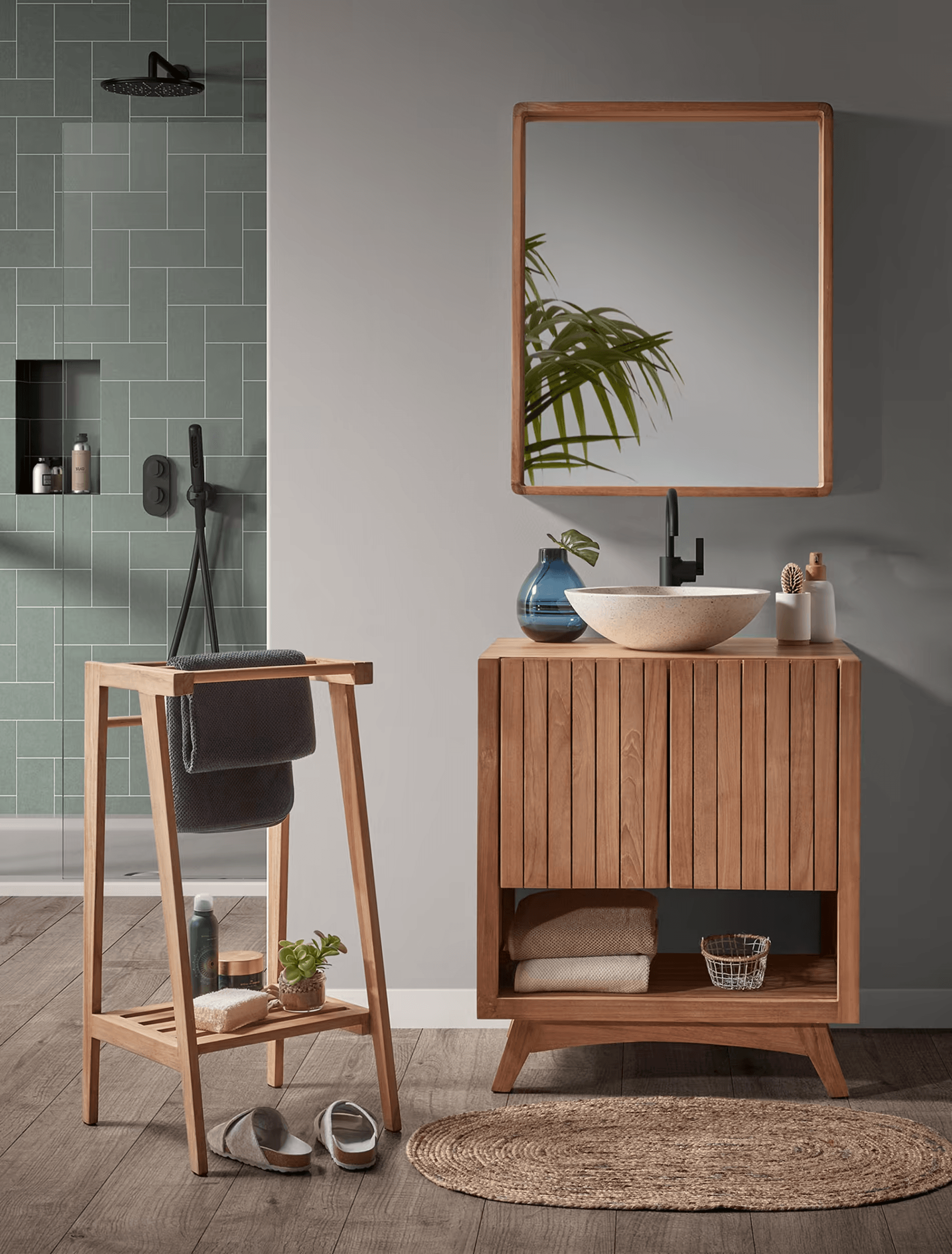Szafka łazienkowa KUVENI lite drewno tekowe La Forma Eye on Design
