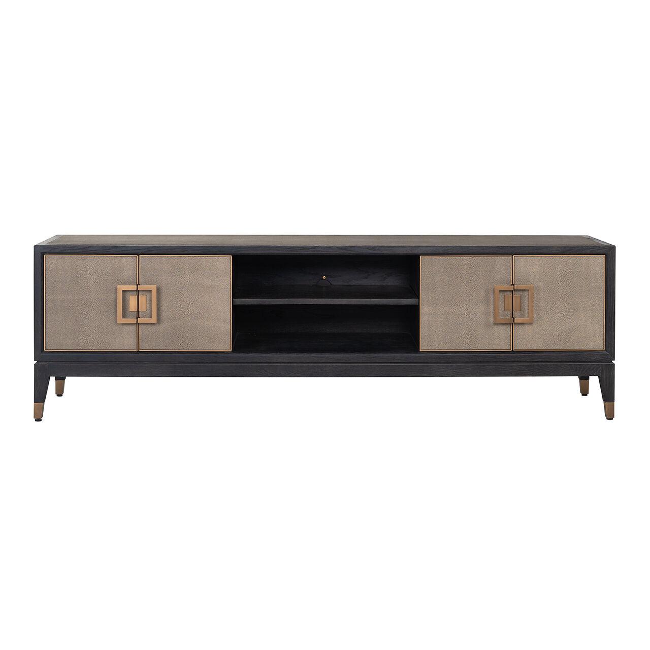 Szafka RTV BLOOMINGVILLE drewno dębowe ze złotym Richmond Interiors Eye on Design