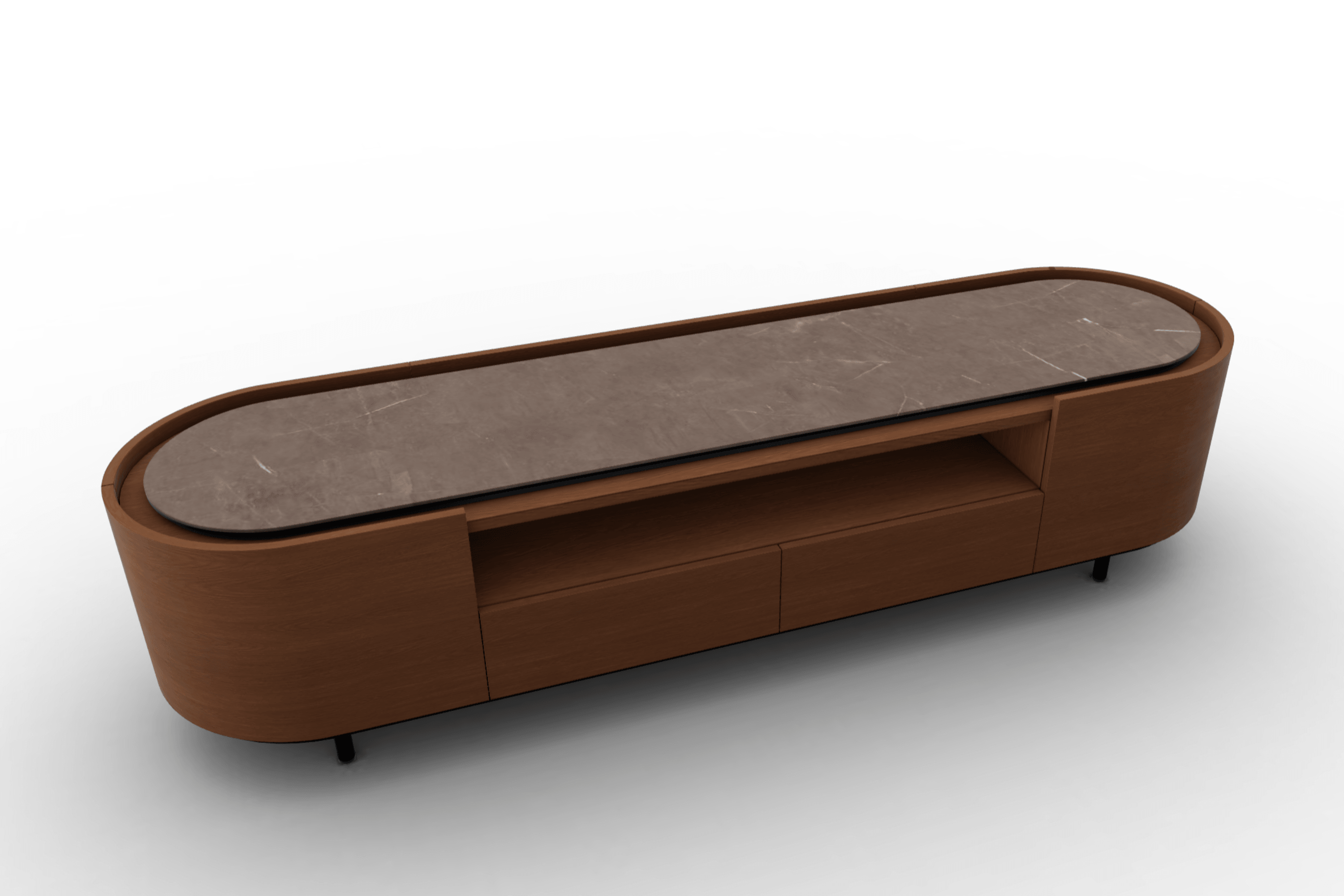 Szafka RTV LAKE orzechowy Calligaris brązowa ceramika Eye on Design
