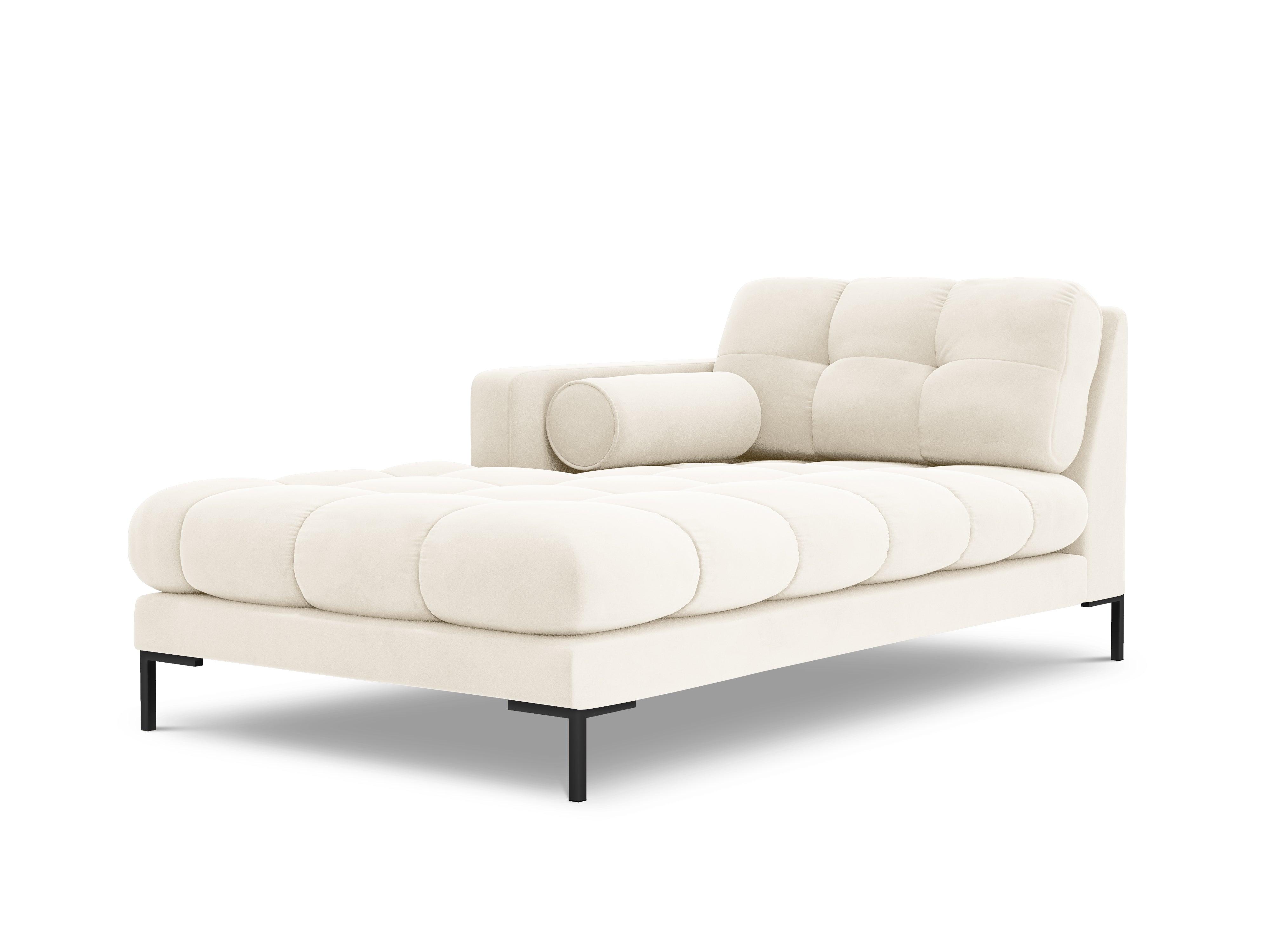 Szezlong aksamitny lewostronny BALI jasnobeżowy z czarną podstawą Cosmopolitan Design Eye on Design