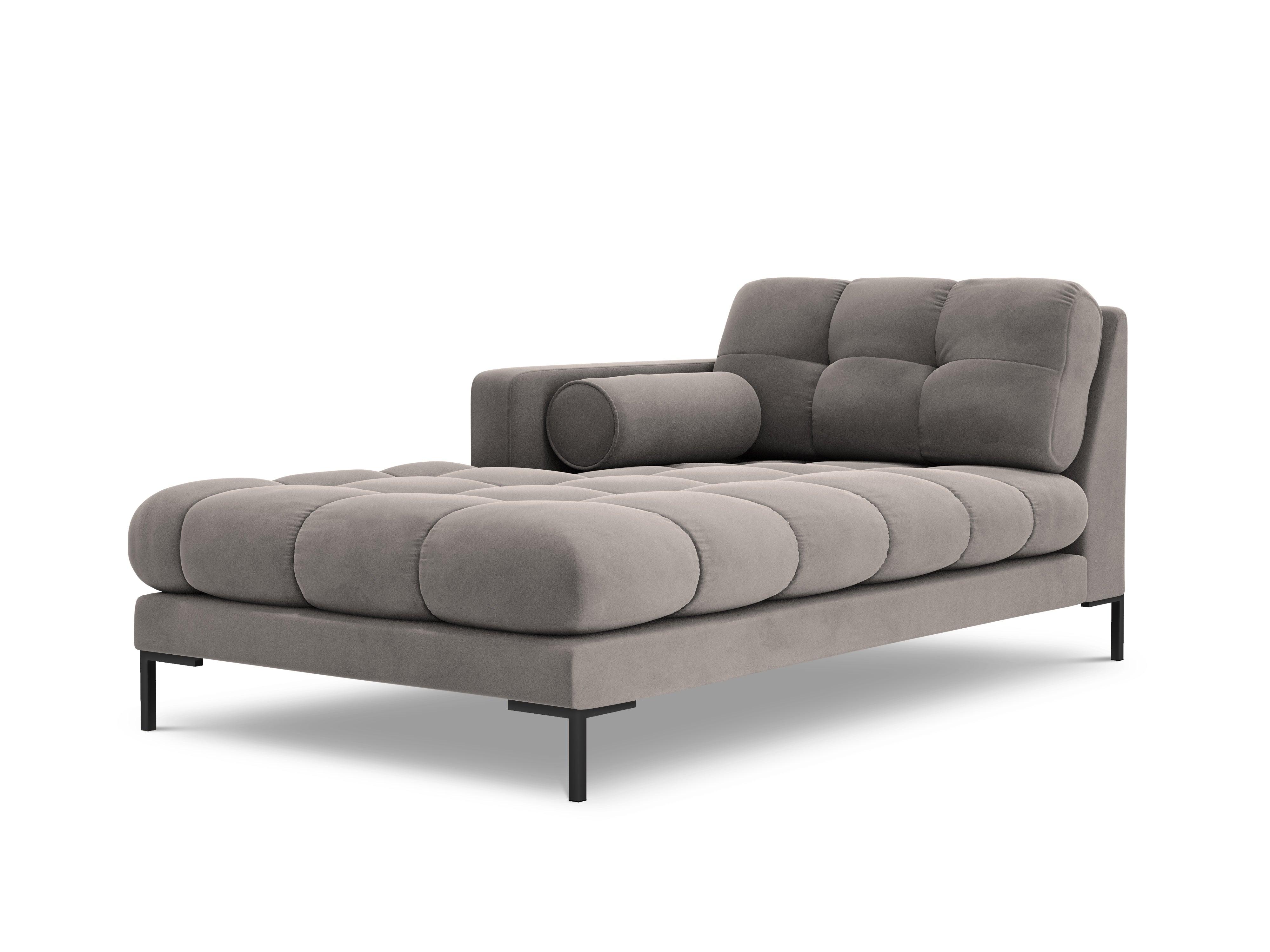 Szezlong aksamitny lewostronny BALI jasnoszary z czarną podstawą Cosmopolitan Design Eye on Design