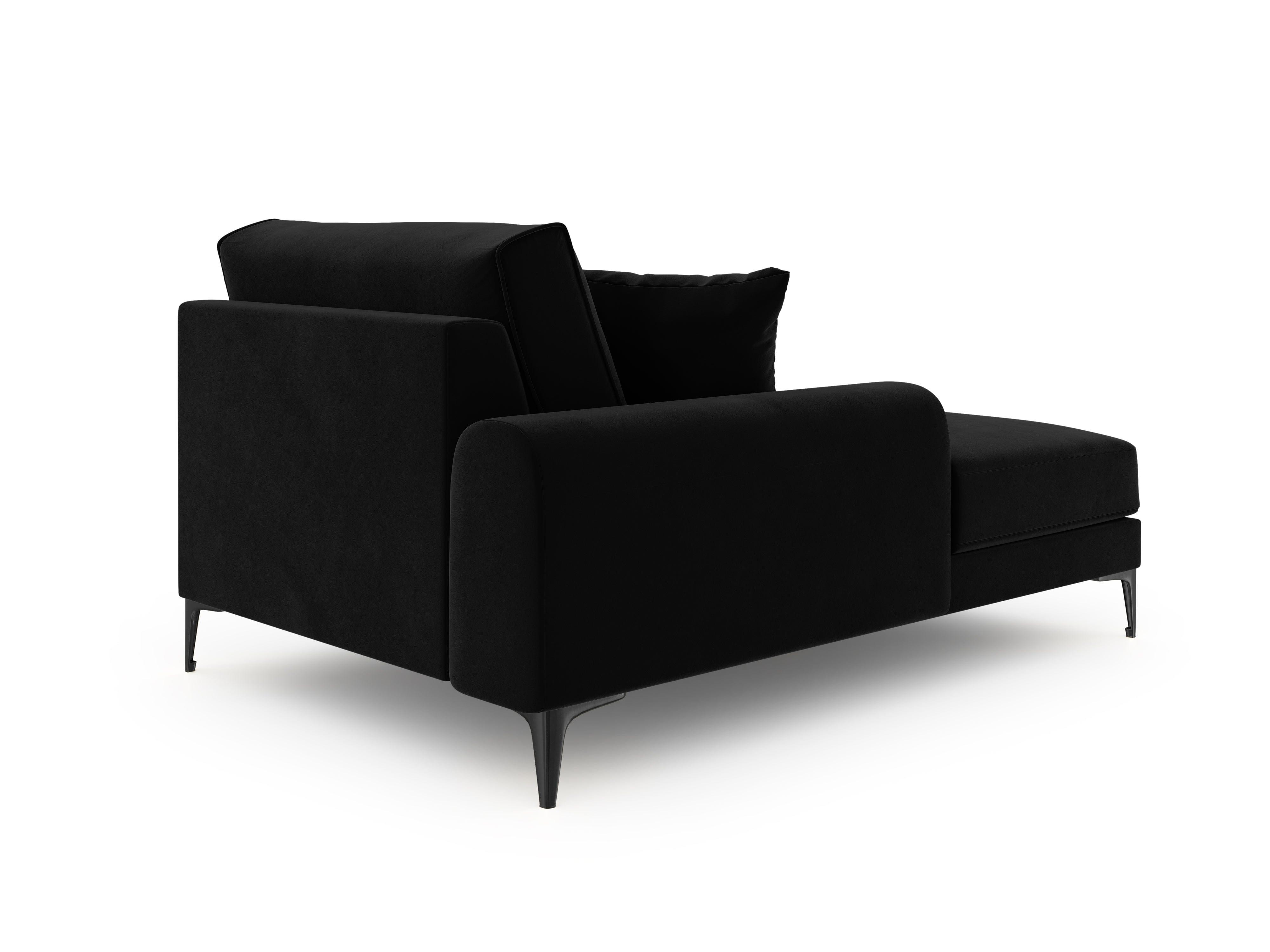 Szezlong aksamitny lewostronny MADARA czarny z czarną podstawą Mazzini Sofas Eye on Design