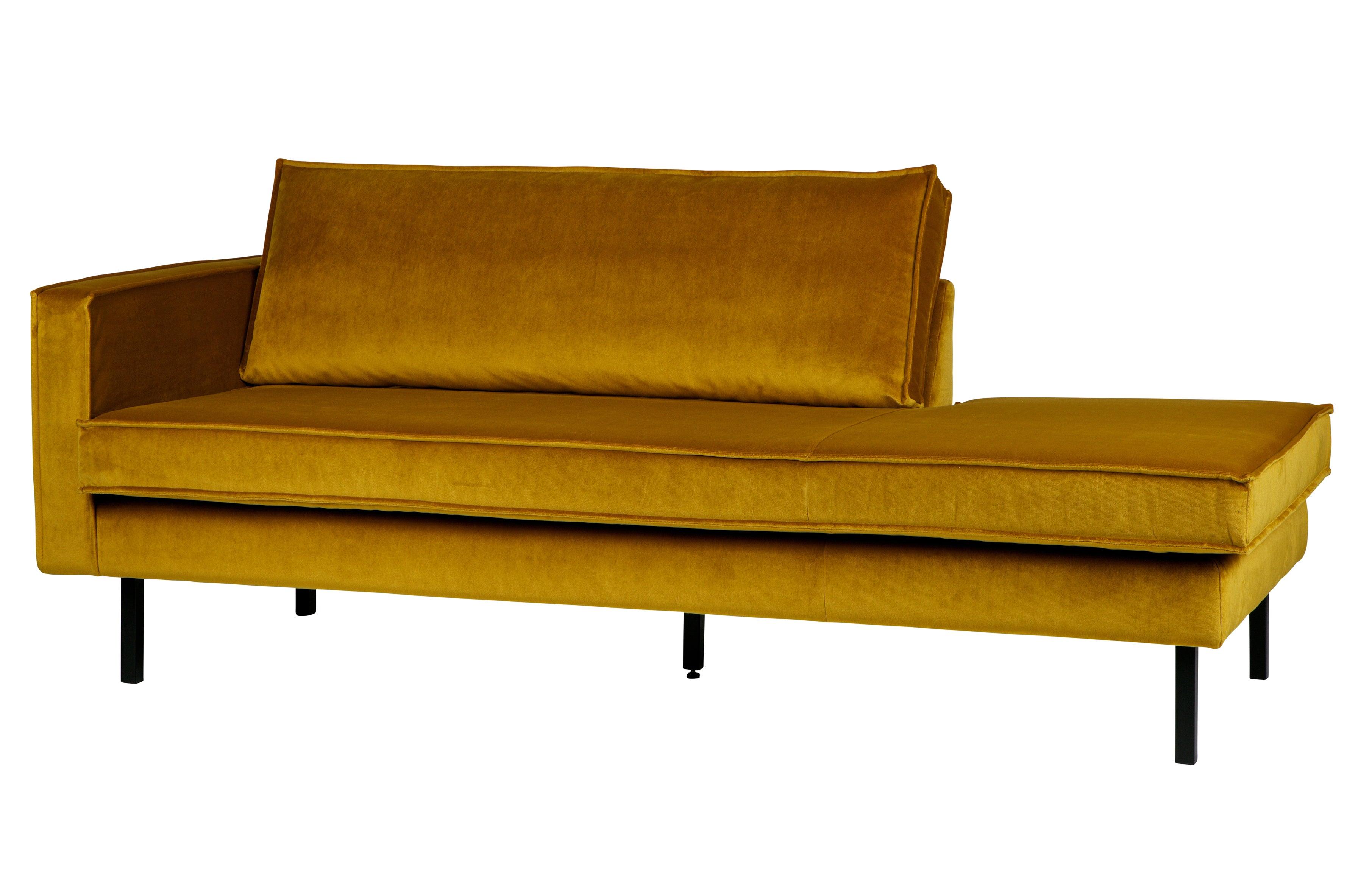 Szezlong aksamitny lewostronny RODEO musztardowy Be Pure Eye on Design