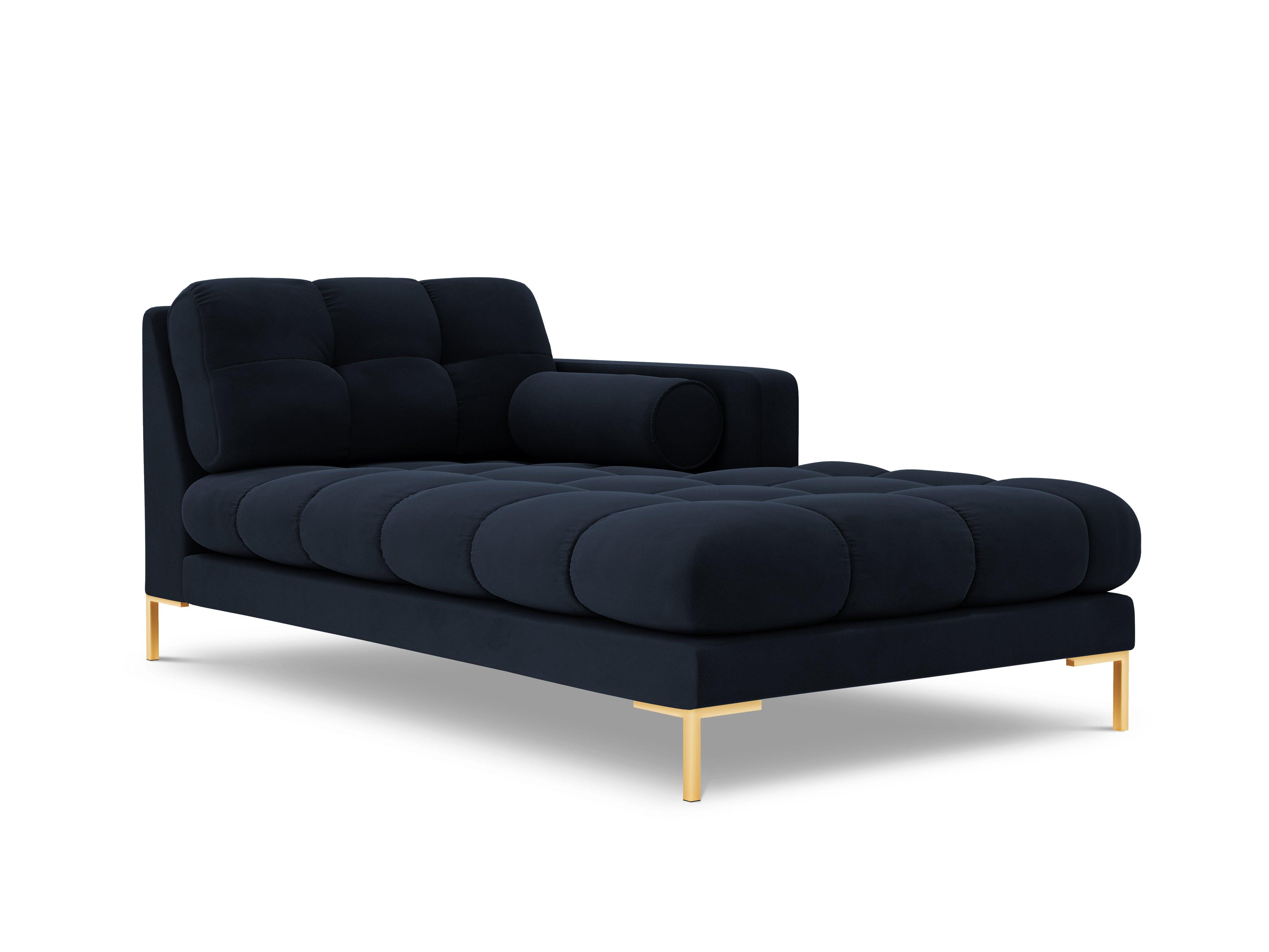 Szezlong aksamitny prawostronny BALI ciemnoniebieski ze złotą podstawą Cosmopolitan Design Eye on Design