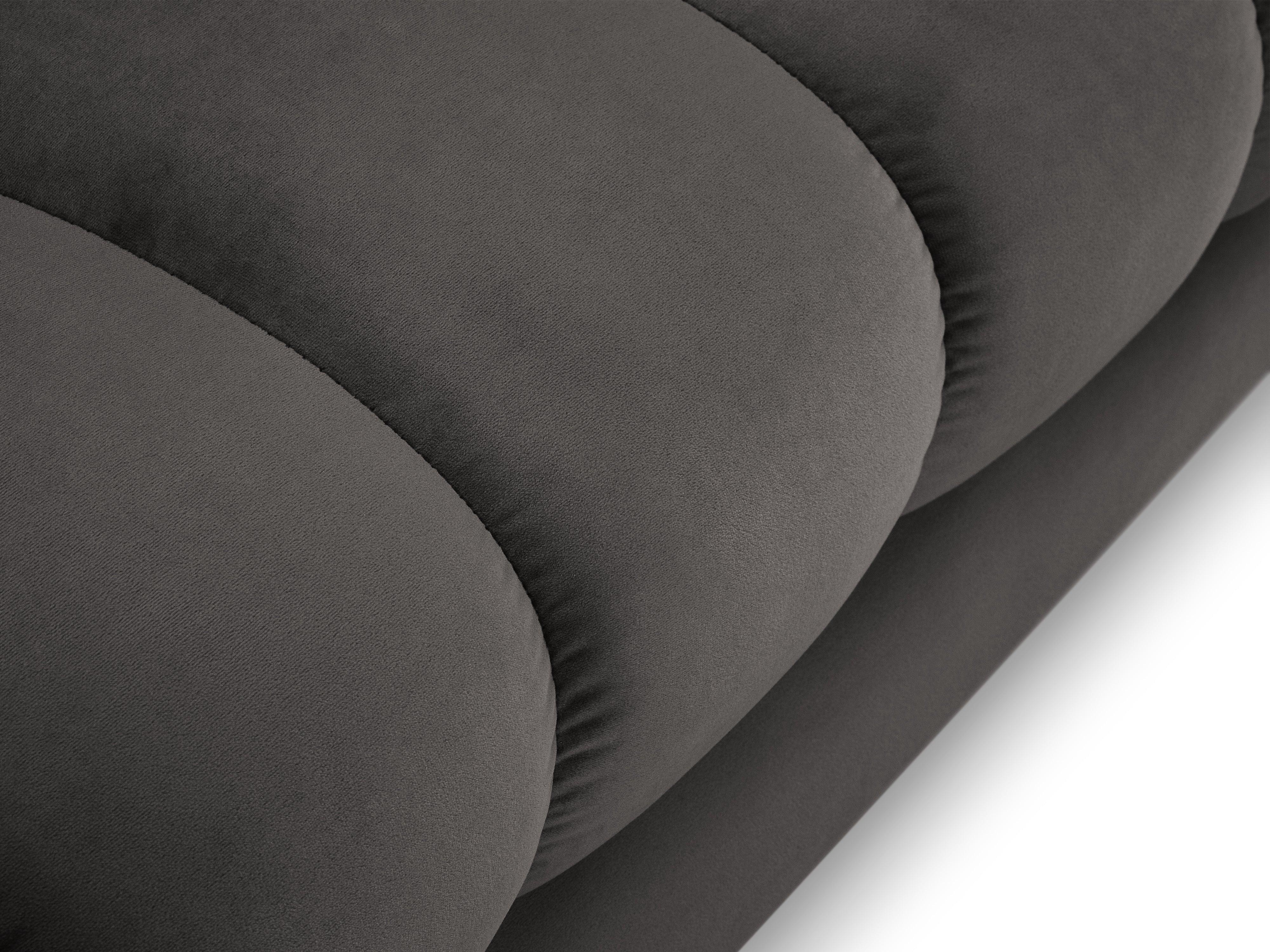 Szezlong aksamitny prawostronny BALI ciemnoszary z czarną podstawą Cosmopolitan Design Eye on Design