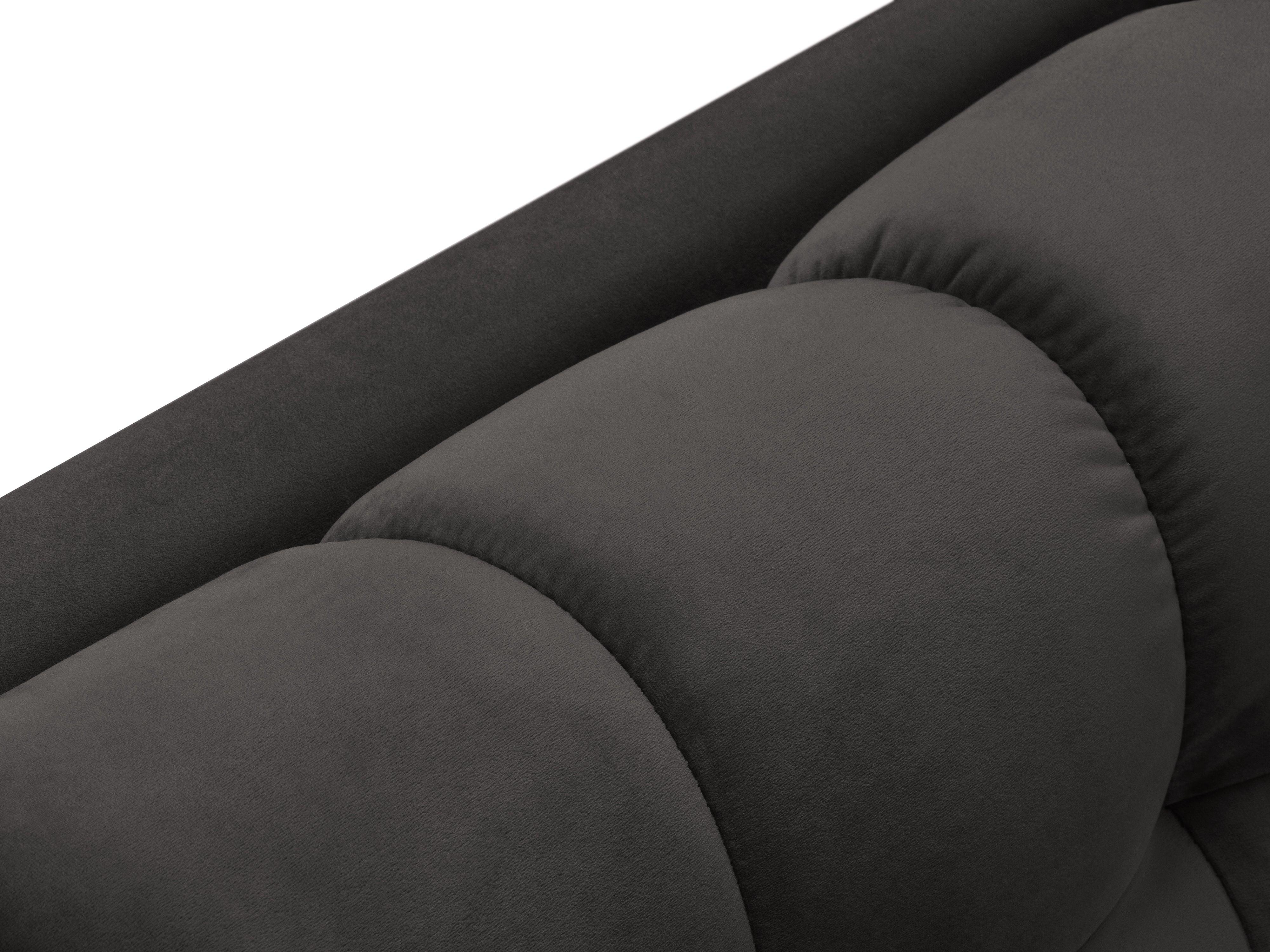 Szezlong aksamitny prawostronny BALI ciemnoszary z czarną podstawą Cosmopolitan Design Eye on Design