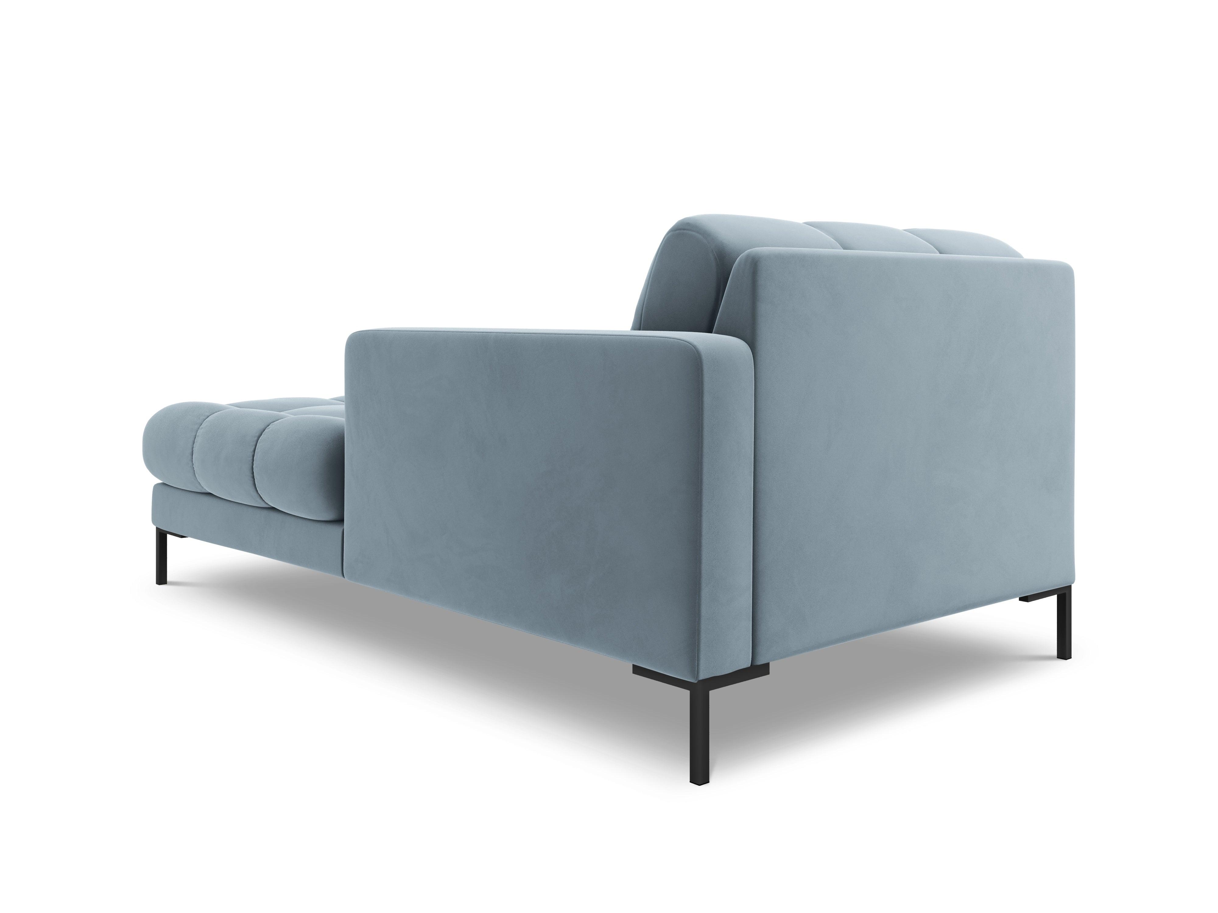 Szezlong aksamitny prawostronny BALI jasnoniebieski z czarną podstawą Cosmopolitan Design Eye on Design
