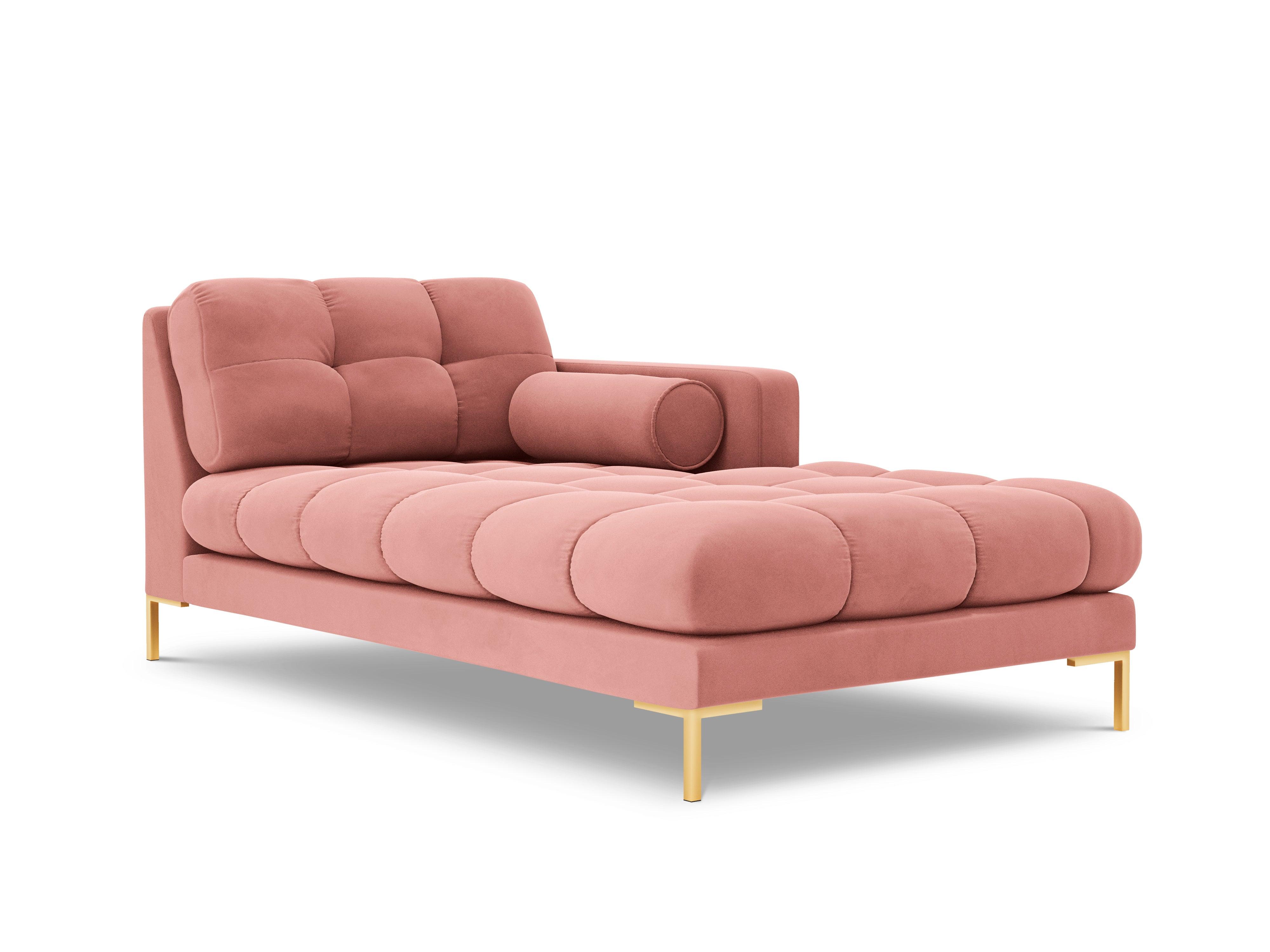 Szezlong aksamitny prawostronny BALI różowy ze złotą podstawą Cosmopolitan Design Eye on Design