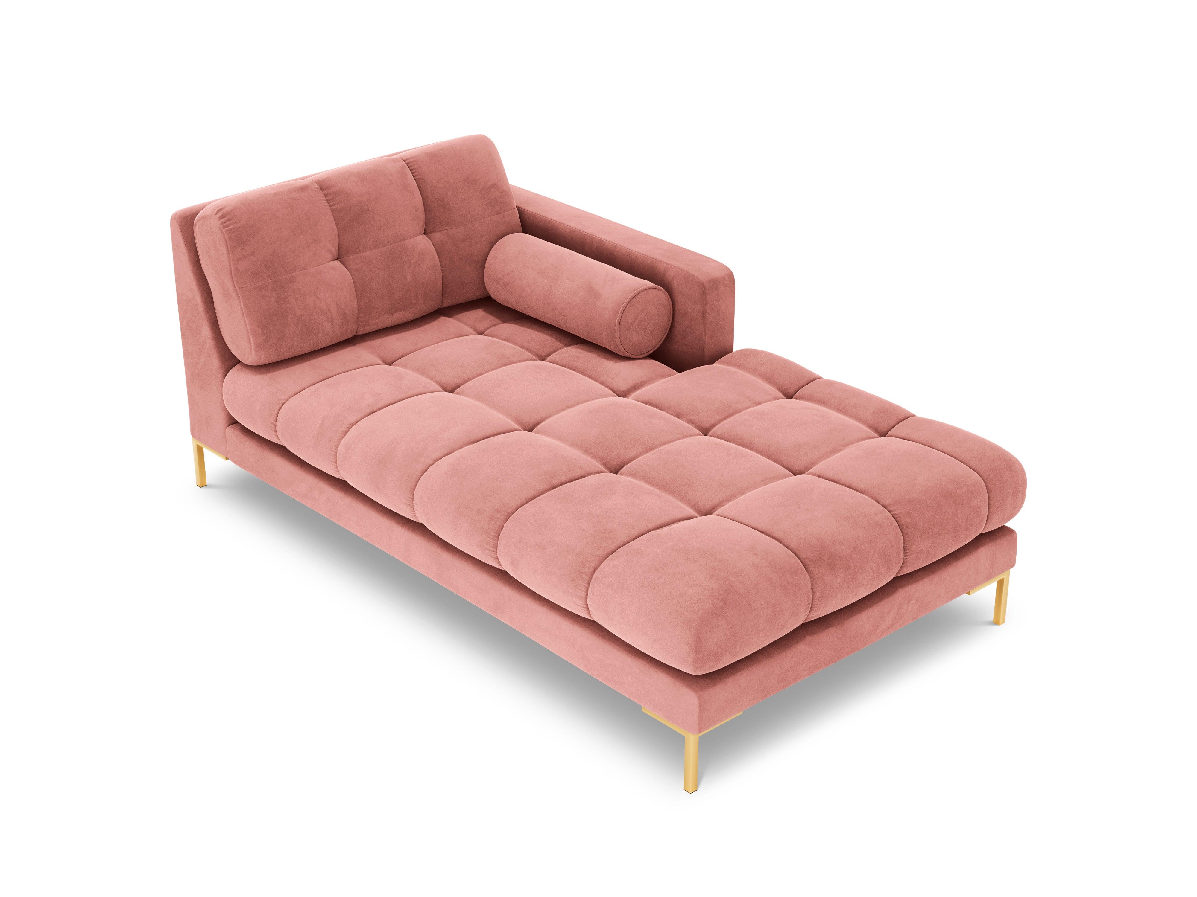 Szezlong aksamitny prawostronny BALI różowy ze złotą podstawą Cosmopolitan Design Eye on Design
