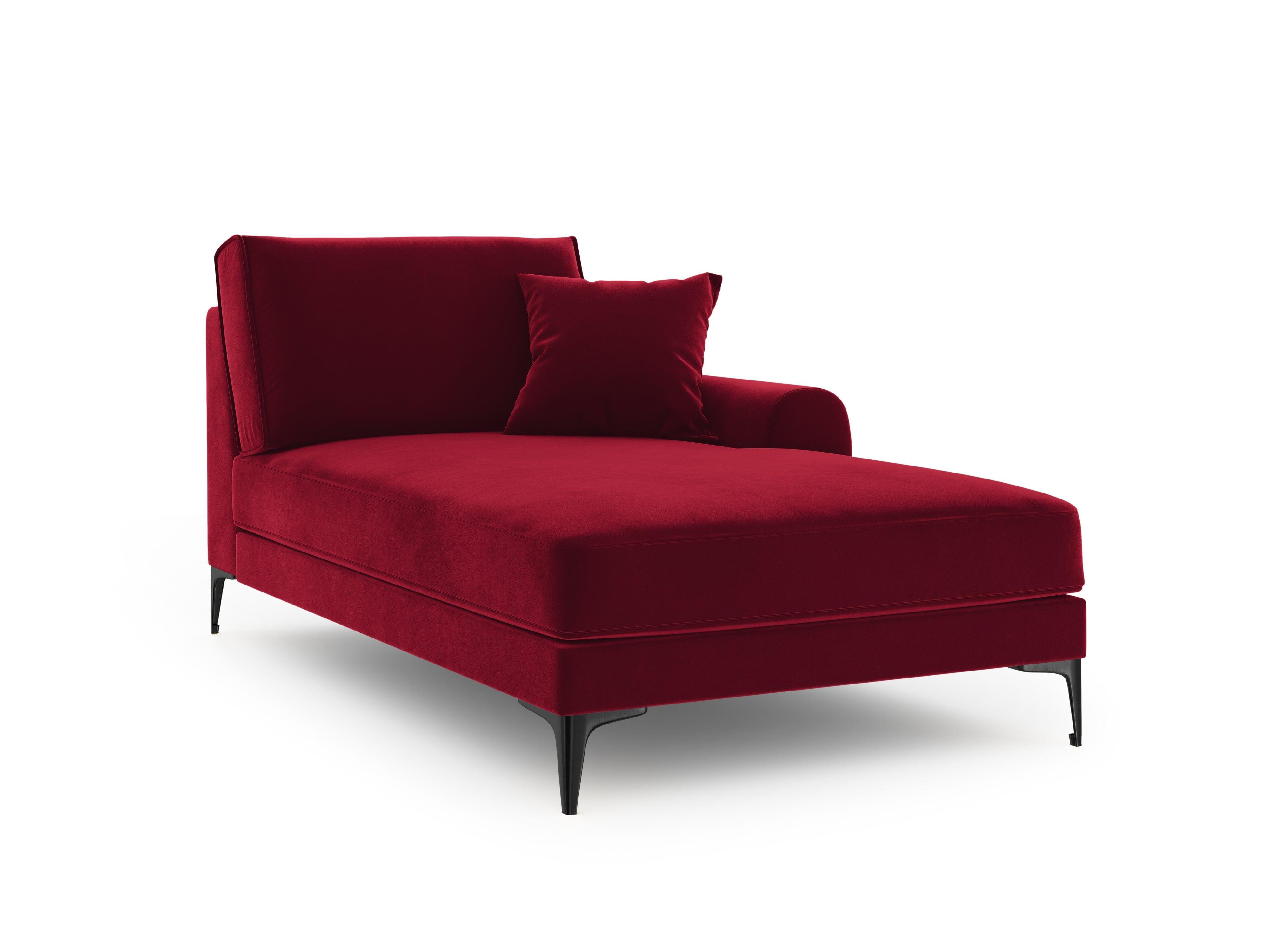Szezlong aksamitny prawostronny MADARA czerwony z czarną podstawą Mazzini Sofas Eye on Design
