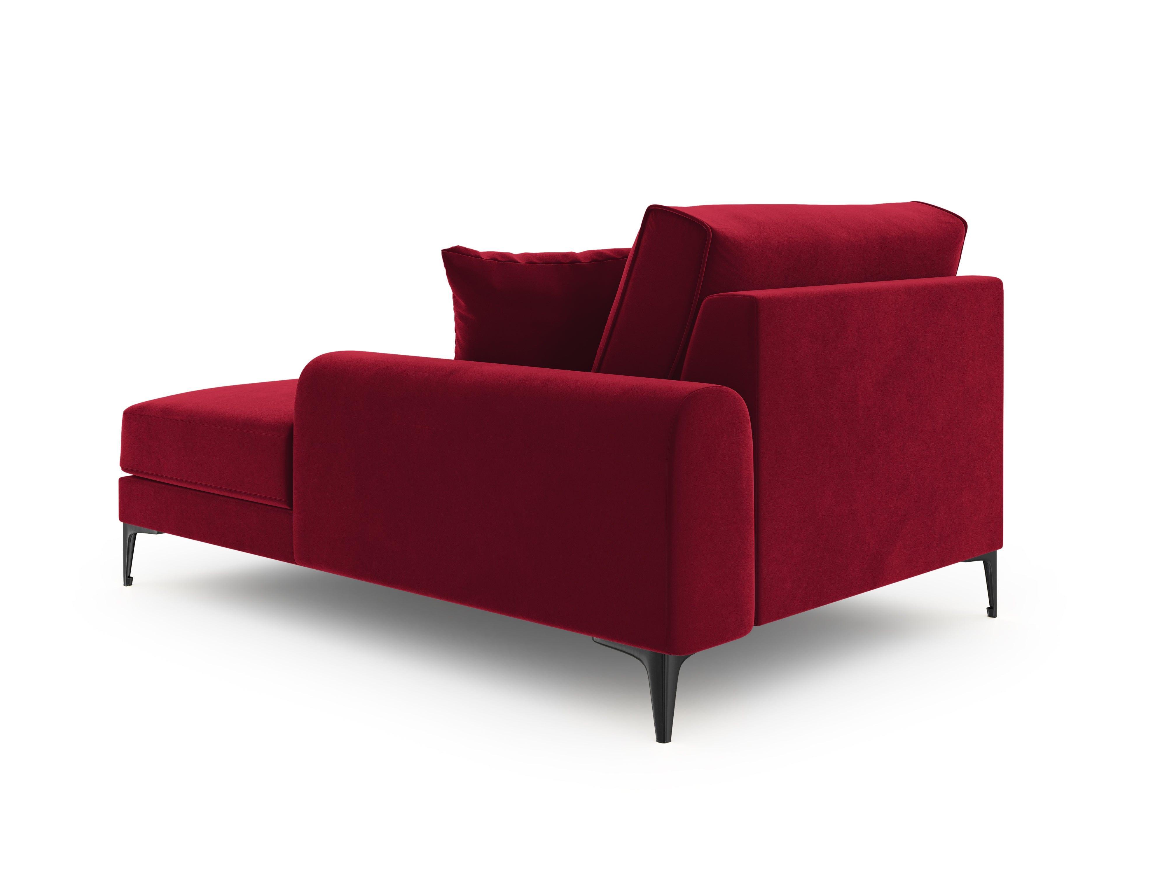 Szezlong aksamitny prawostronny MADARA czerwony z czarną podstawą Mazzini Sofas Eye on Design