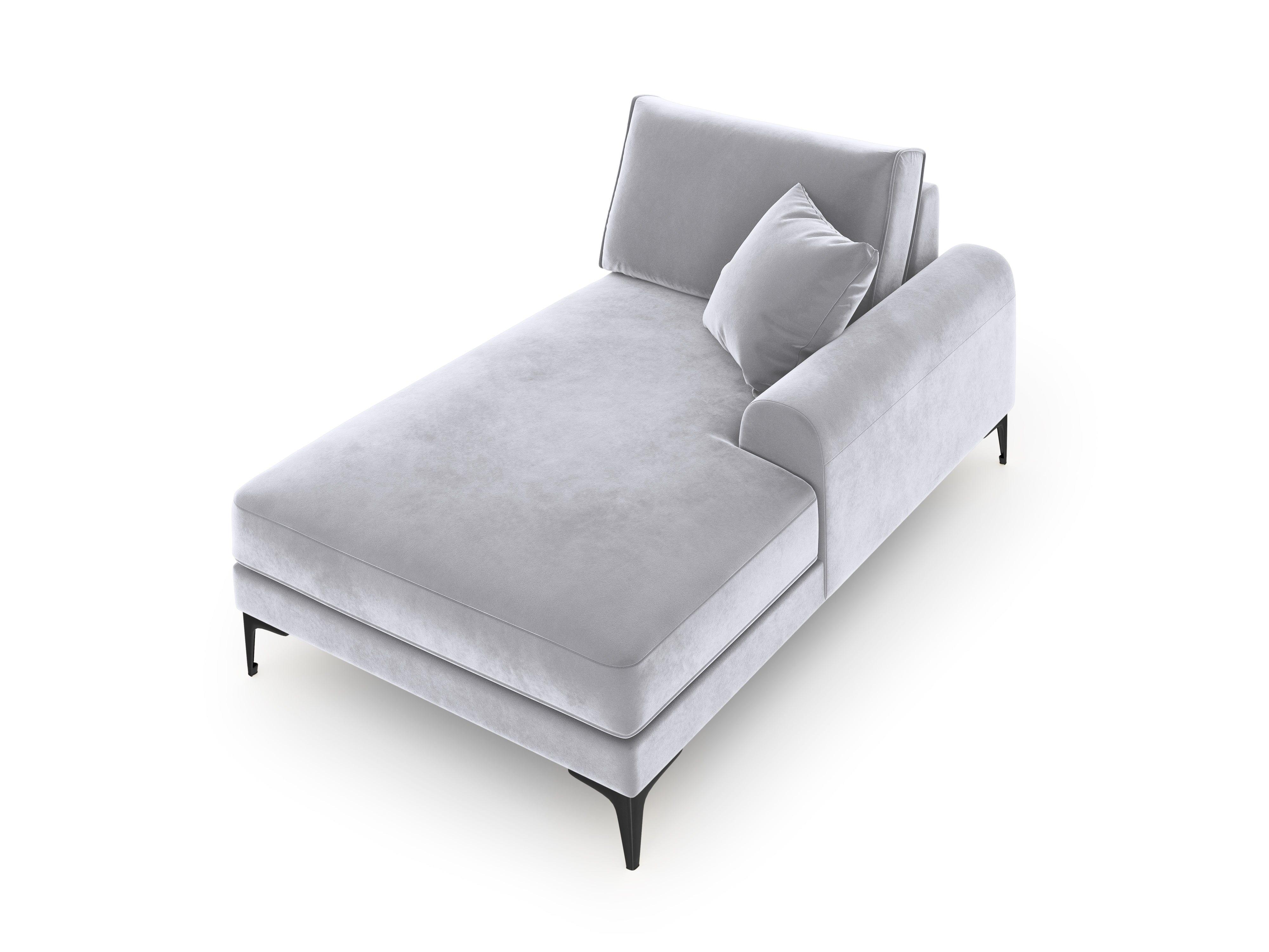 Szezlong aksamitny prawostronny MADARA srebrny z czarną podstawą Mazzini Sofas Eye on Design