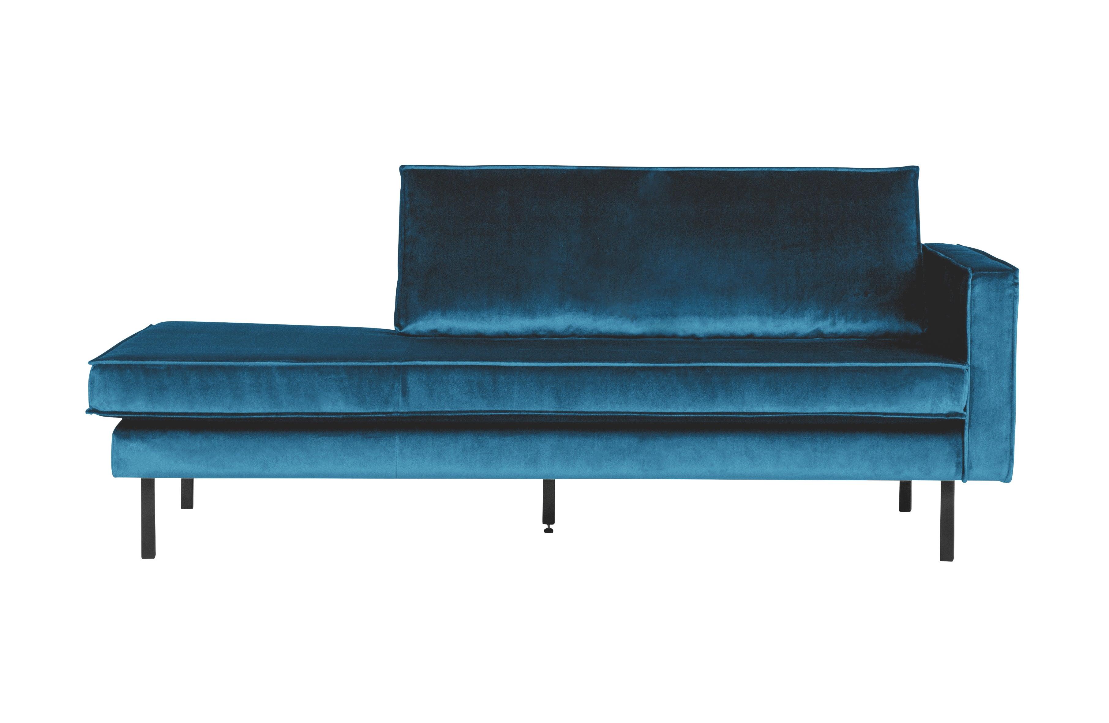 Szezlong aksamitny prawostronny RODEO niebieski Be Pure Eye on Design