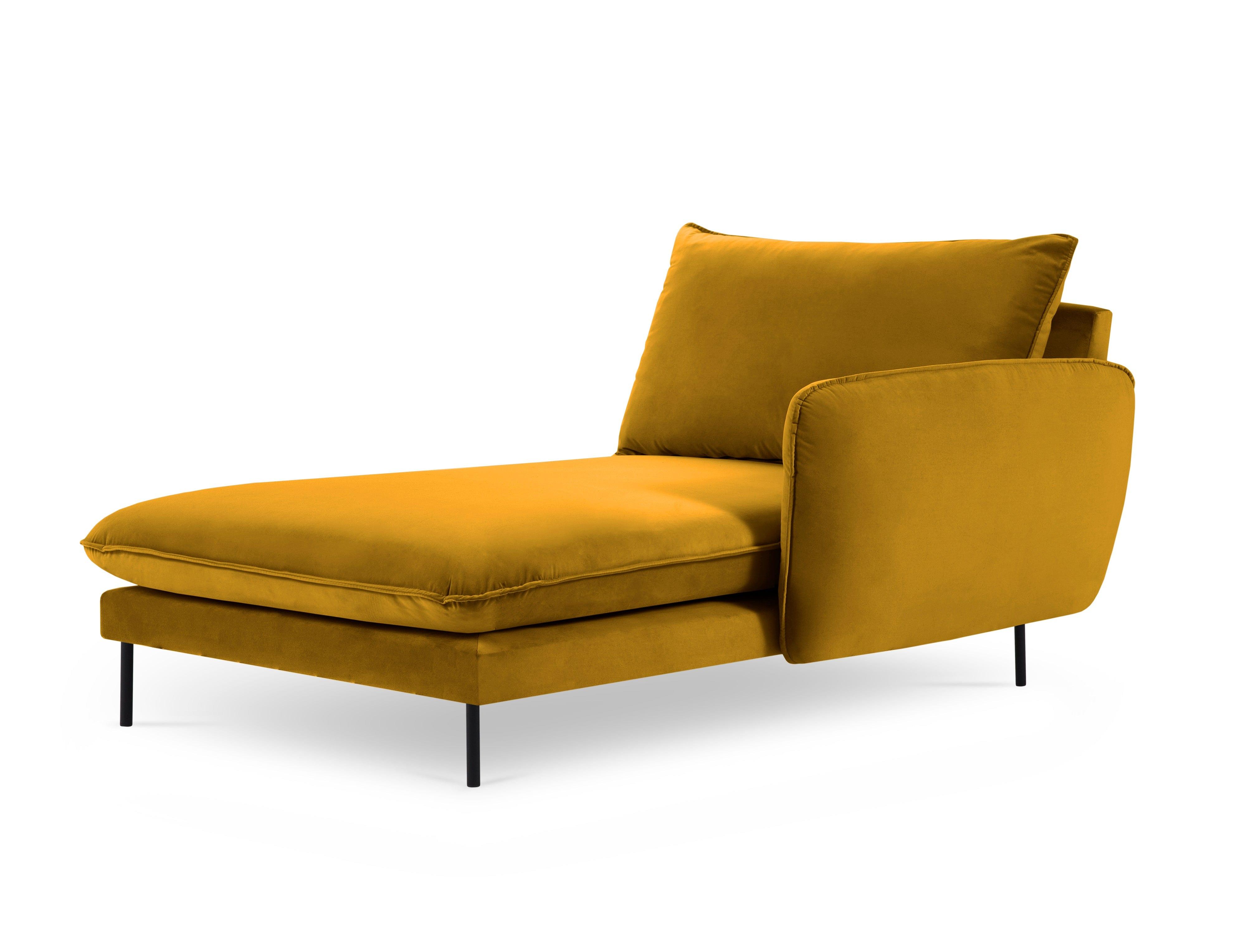 Szezlong aksamitny prawostronny VIENNA żółty z czarną podstawą Cosmopolitan Design Eye on Design