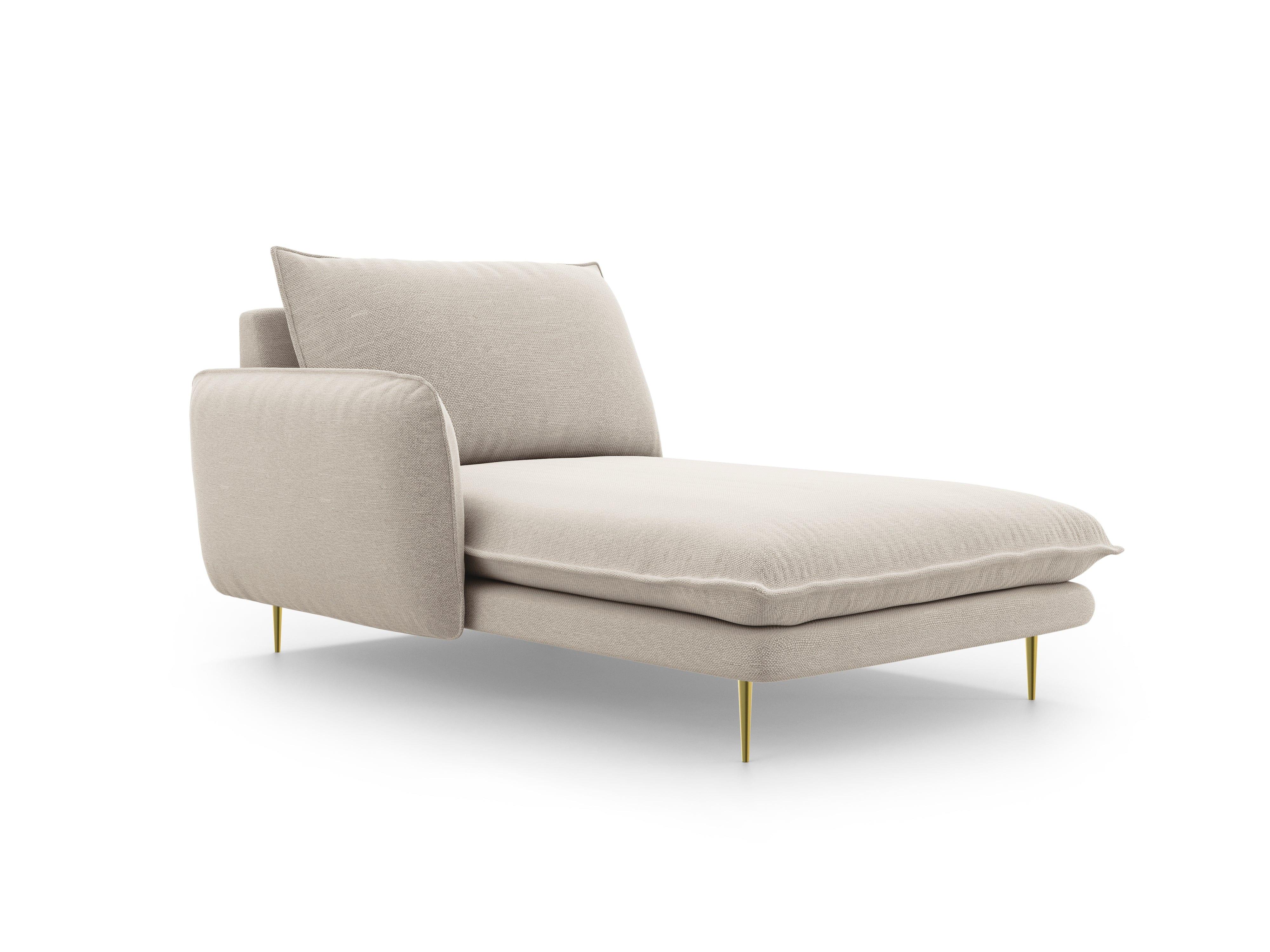 Szezlong lewostronny VIENNA piaskowy ze złotą podstawą Cosmopolitan Design Eye on Design