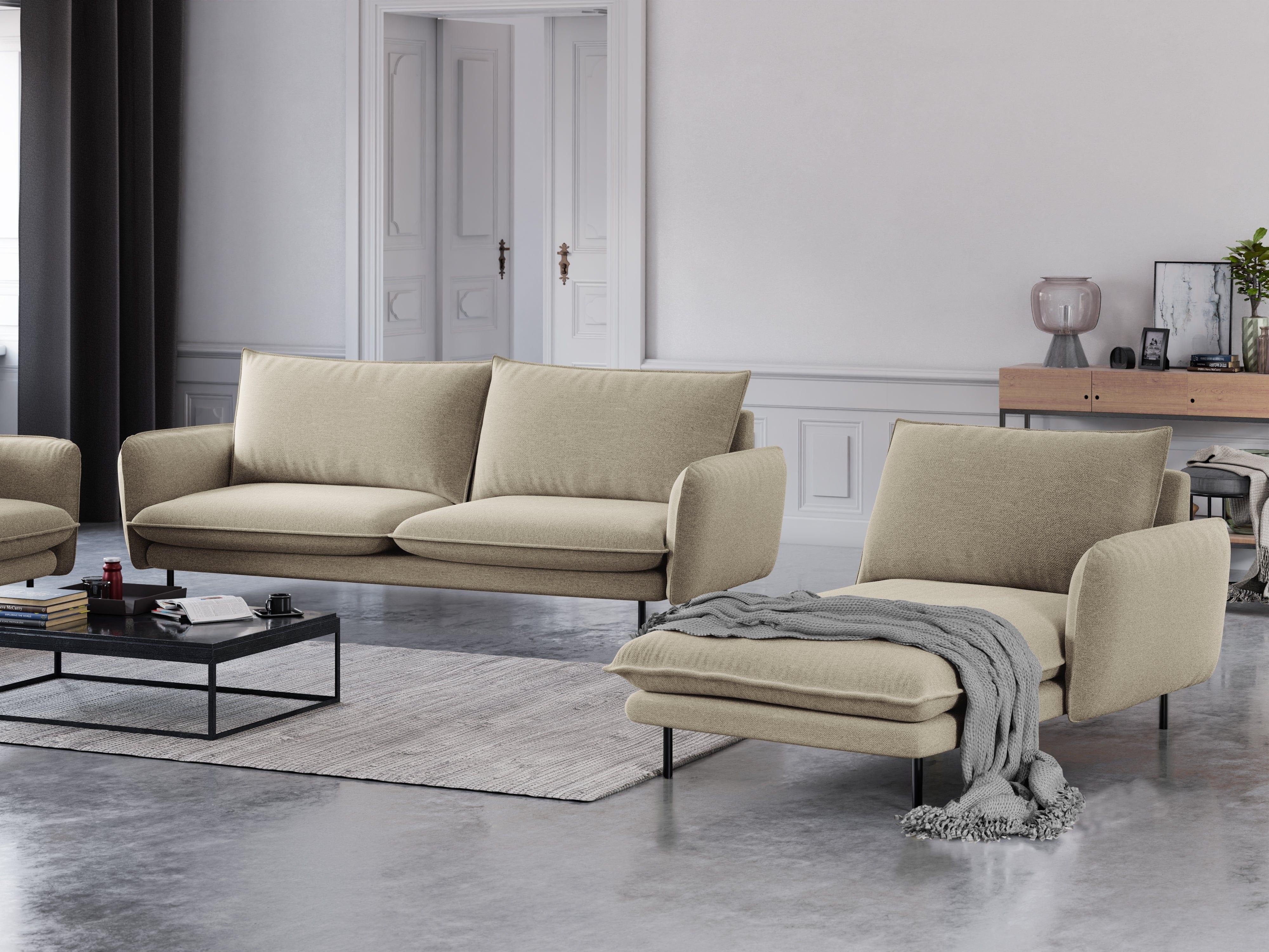 Szezlong prawostronny VIENNA beżowy z czarną podstawą Cosmopolitan Design Eye on Design