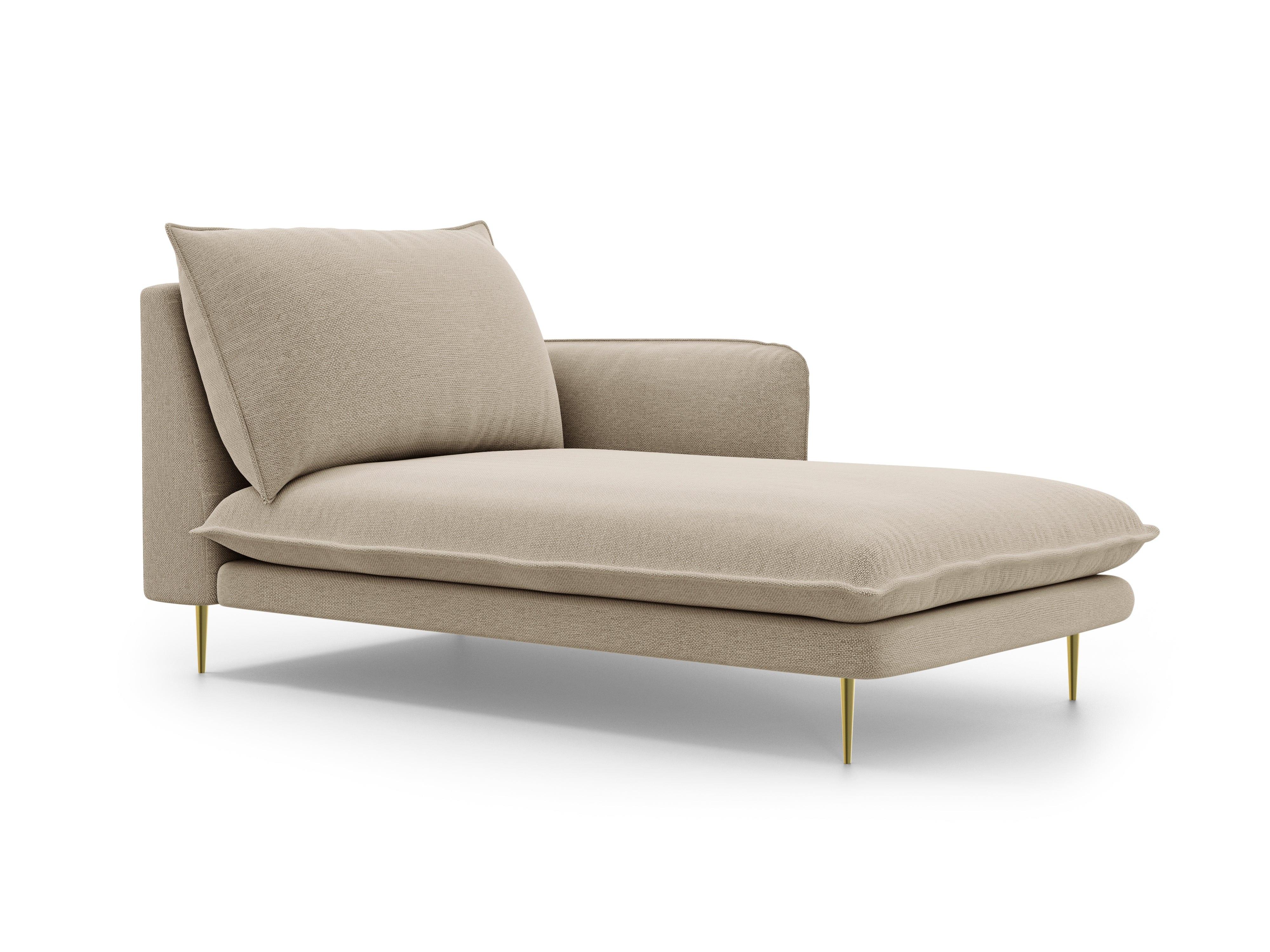 Szezlong prawostronny VIENNA beżowy ze złotą podstawą Cosmopolitan Design Eye on Design