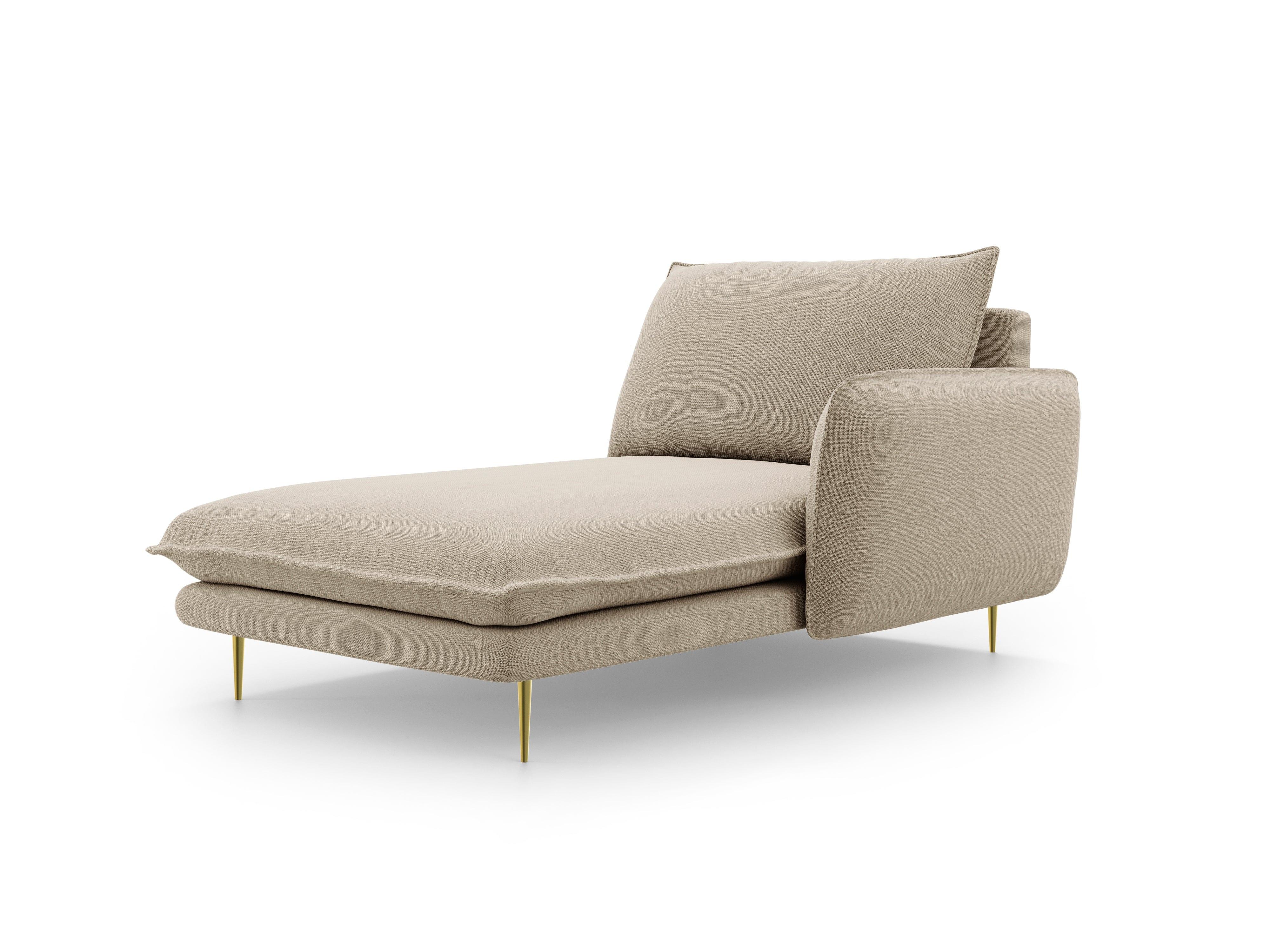 Szezlong prawostronny VIENNA beżowy ze złotą podstawą Cosmopolitan Design Eye on Design