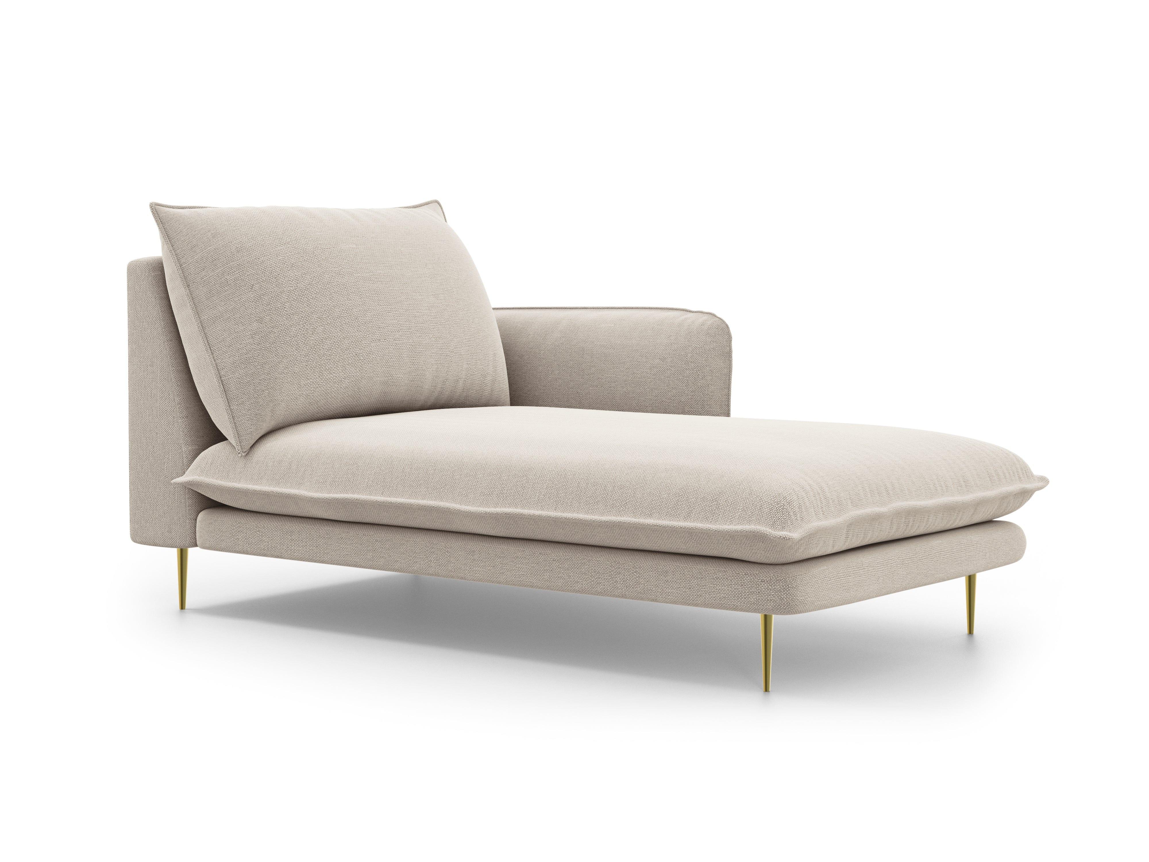 Szezlong prawostronny VIENNA piaskowy ze złotą podstawą Cosmopolitan Design Eye on Design