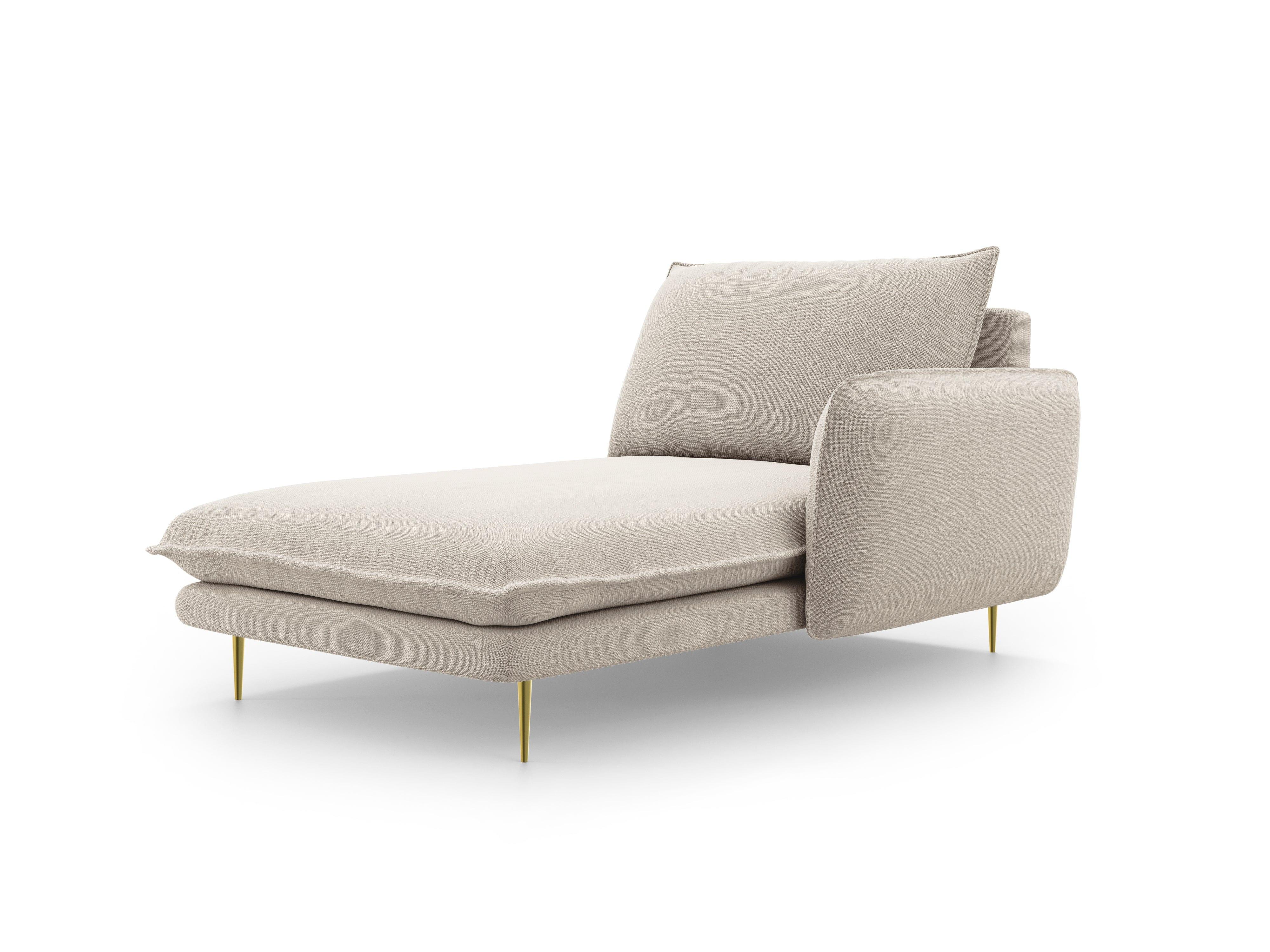 Szezlong prawostronny VIENNA piaskowy ze złotą podstawą Cosmopolitan Design Eye on Design