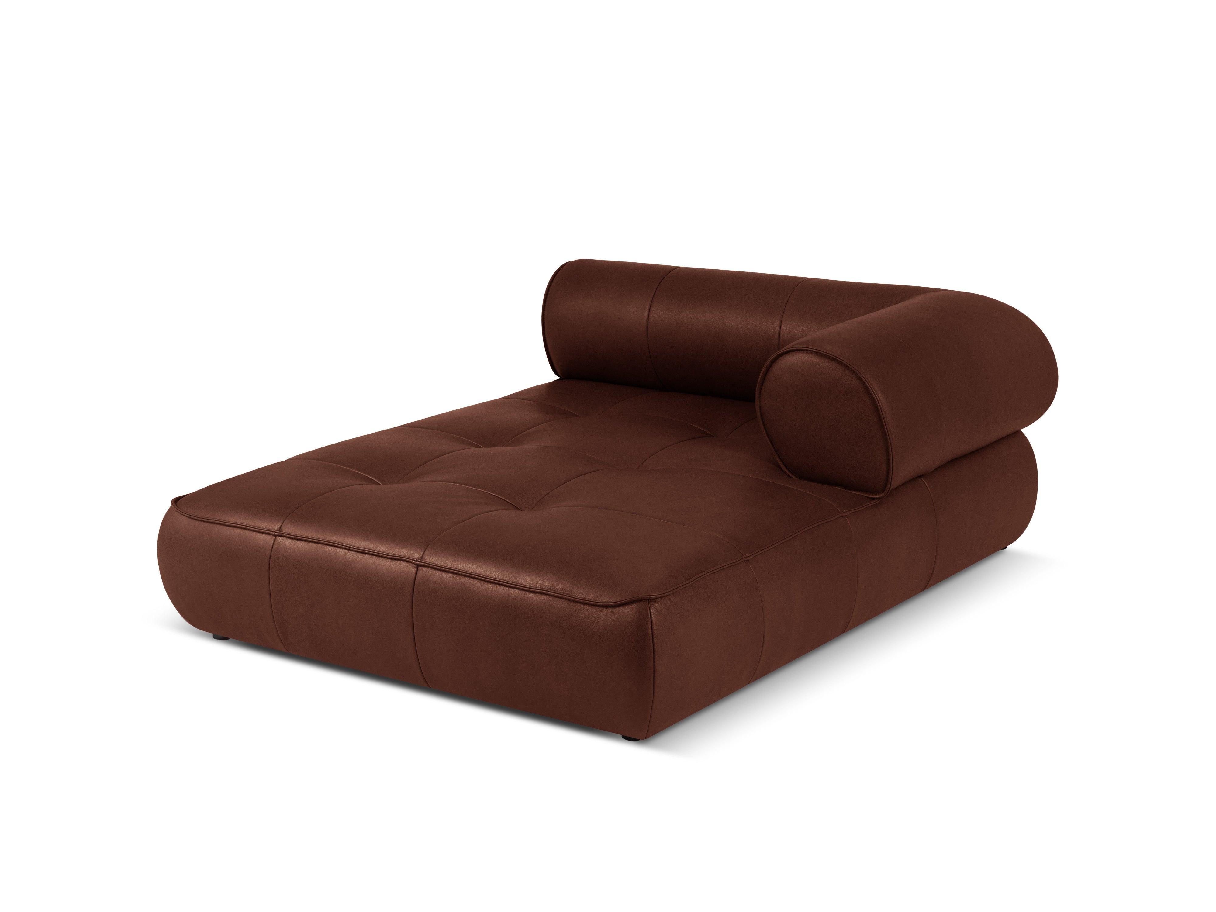 Szezlong skórzany prawostronny LILY brązowy Maison Heritage Eye on Design