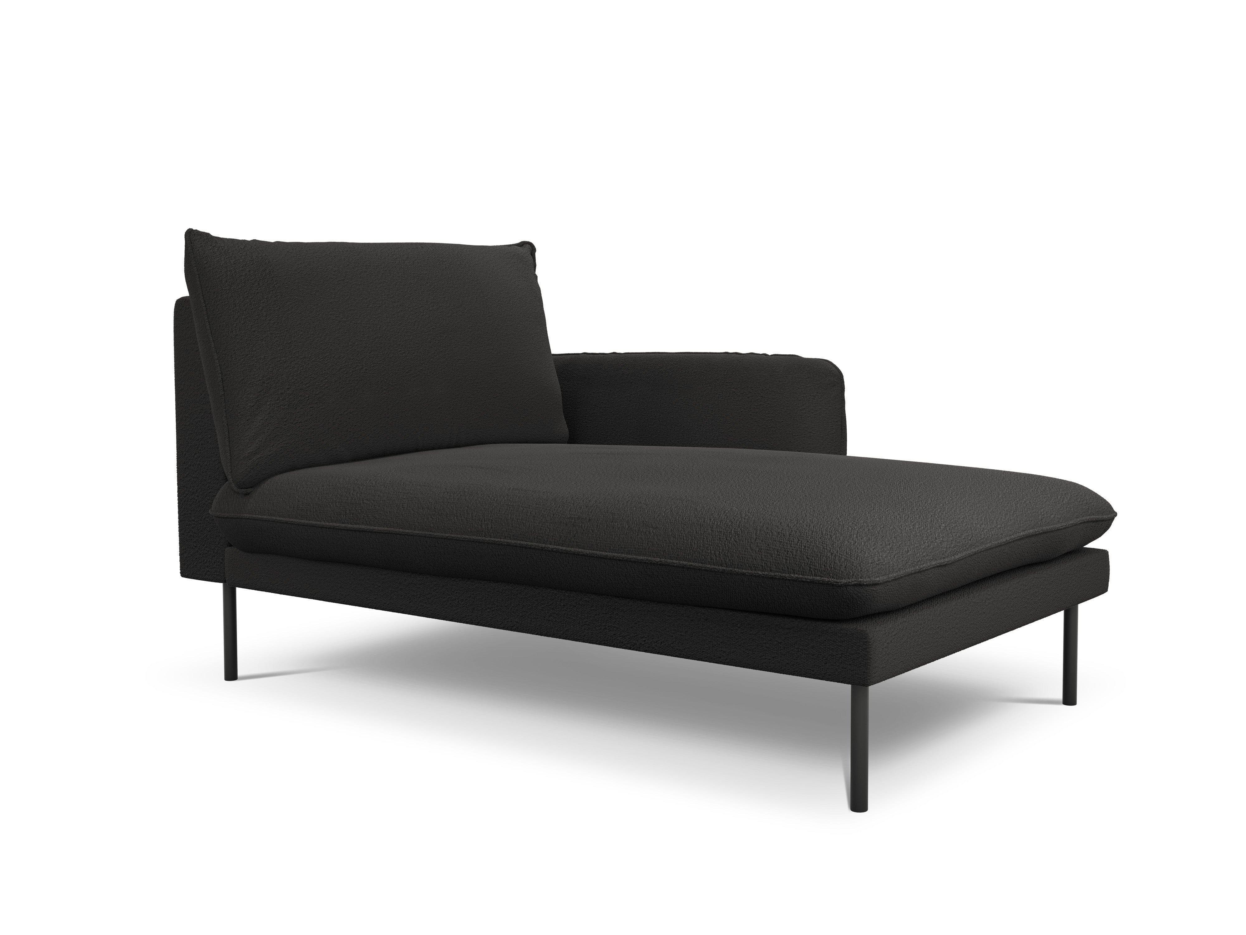 Szezlong w tkaninie boucle prawostronny VIENNA czarny z czarną podstawą Cosmopolitan Design Eye on Design