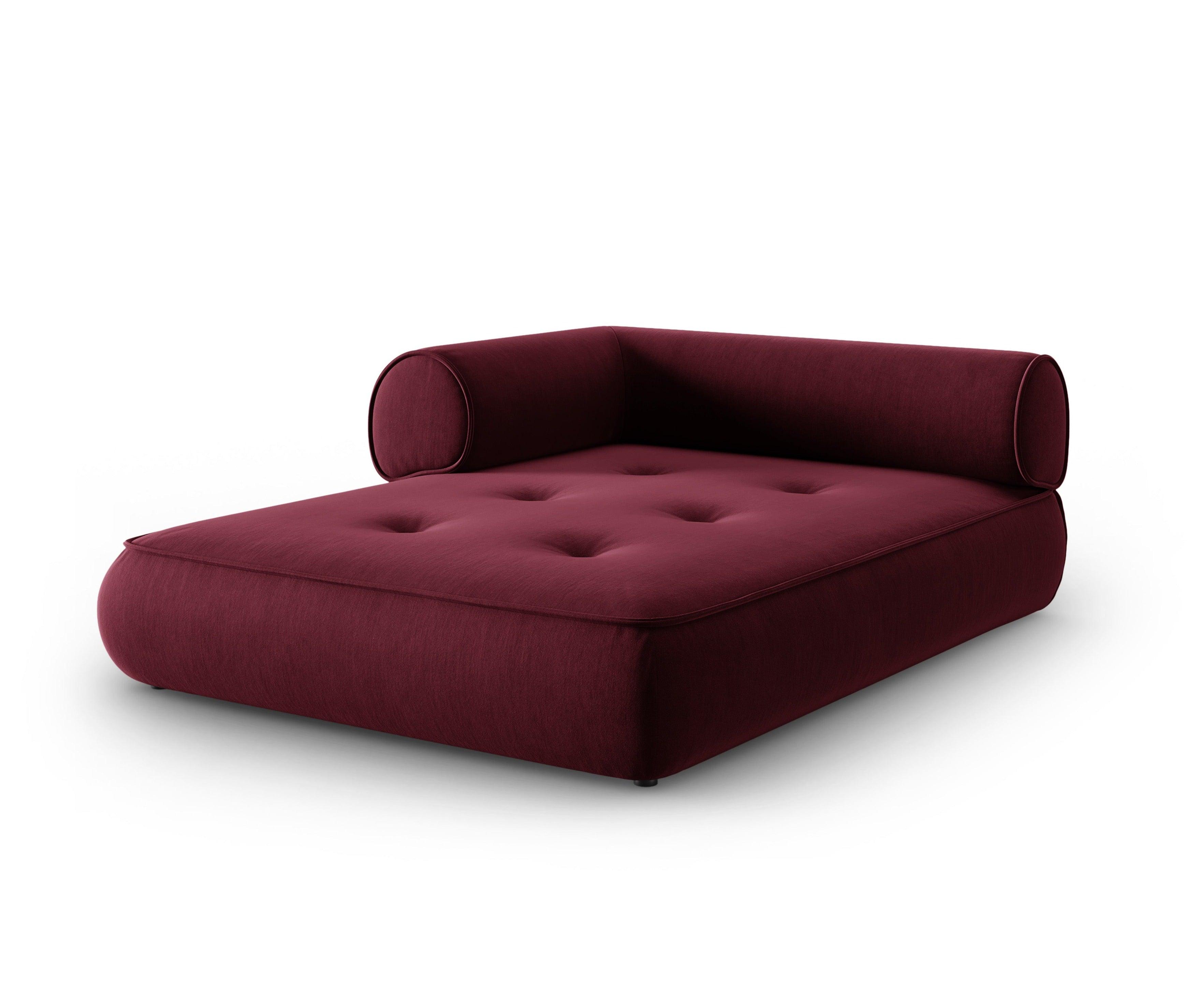 Szezlong w tkaninie szenilowej lewostronny LILY burgundowy Maison Heritage Eye on Design