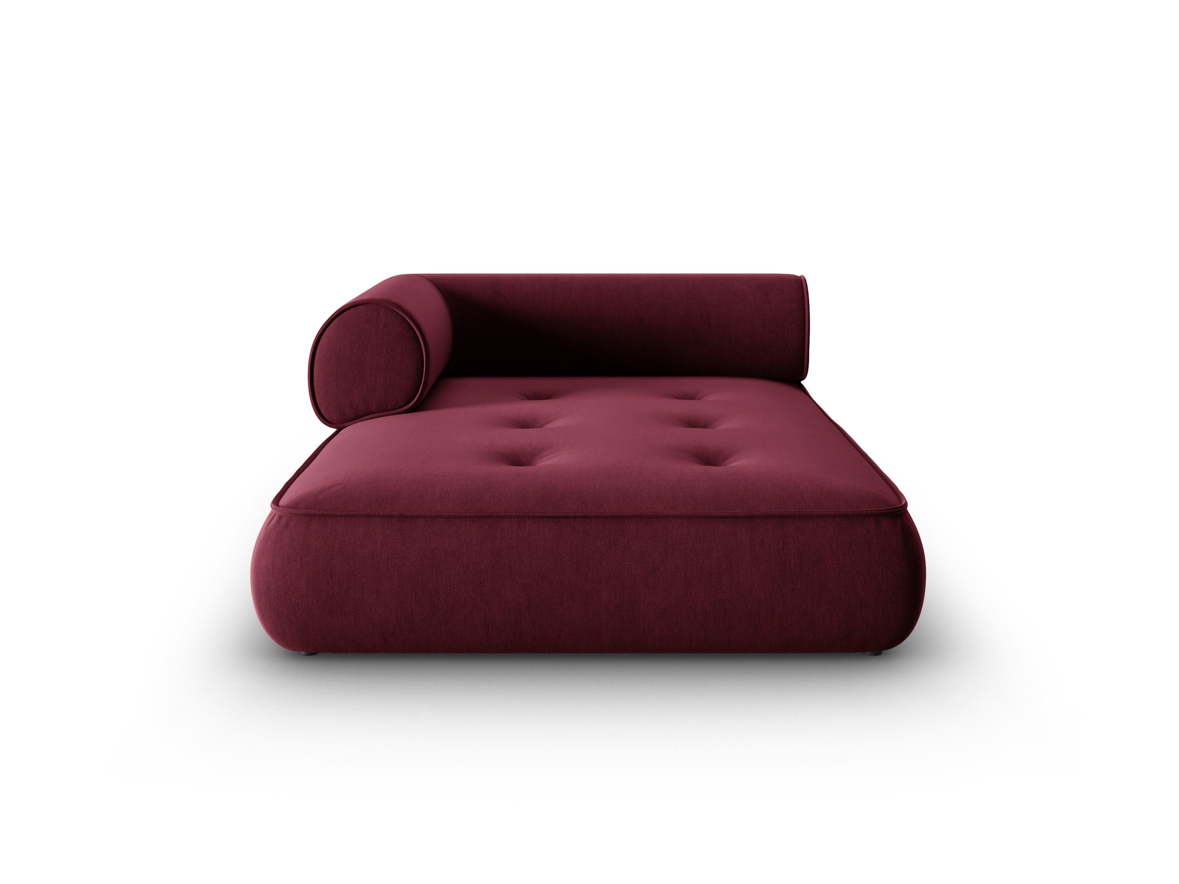 Szezlong w tkaninie szenilowej lewostronny LILY burgundowy Maison Heritage Eye on Design