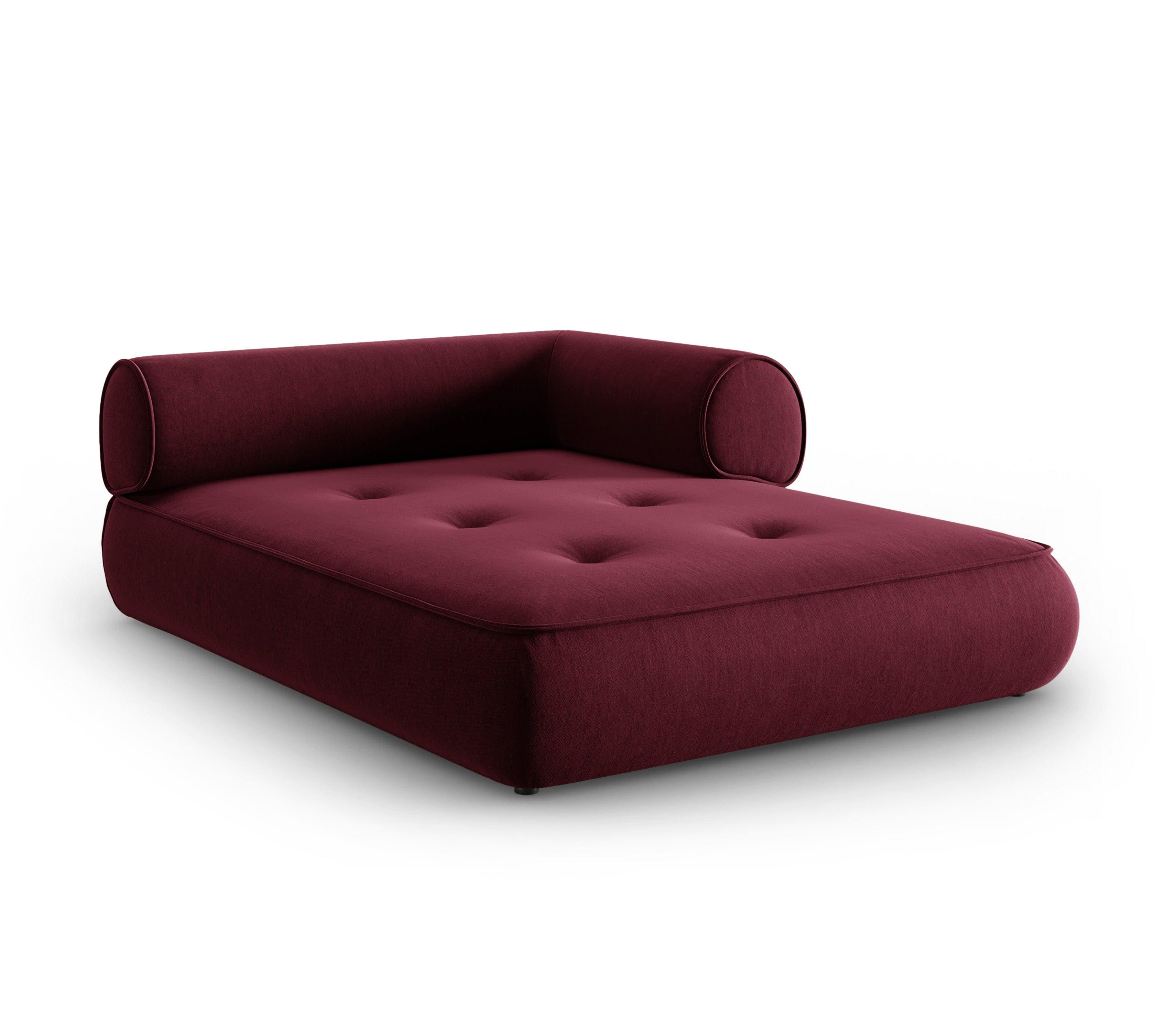 Szezlong w tkaninie szenilowej prawostronny LILY burgundowy Maison Heritage Eye on Design