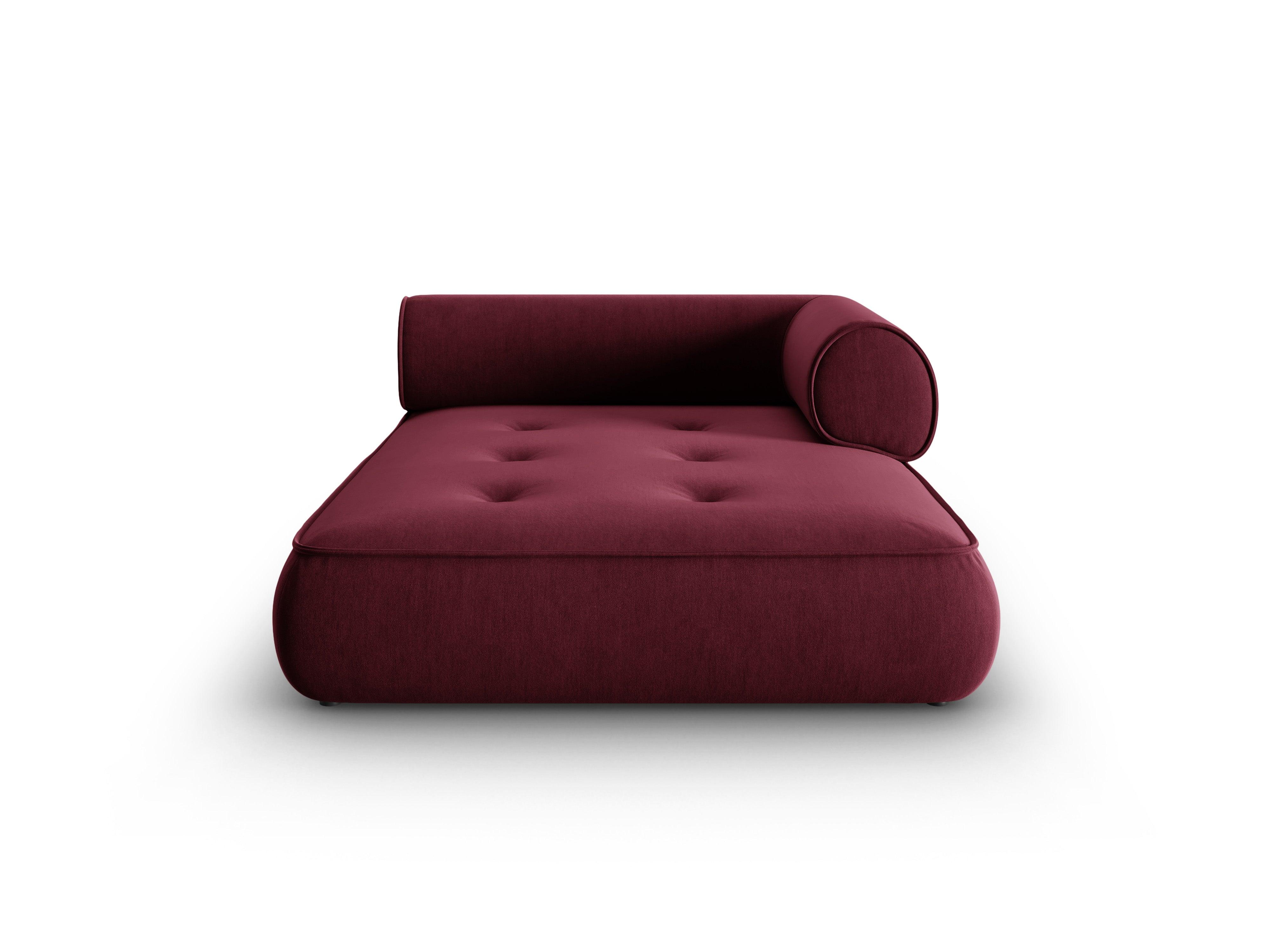 Szezlong w tkaninie szenilowej prawostronny LILY burgundowy Maison Heritage Eye on Design