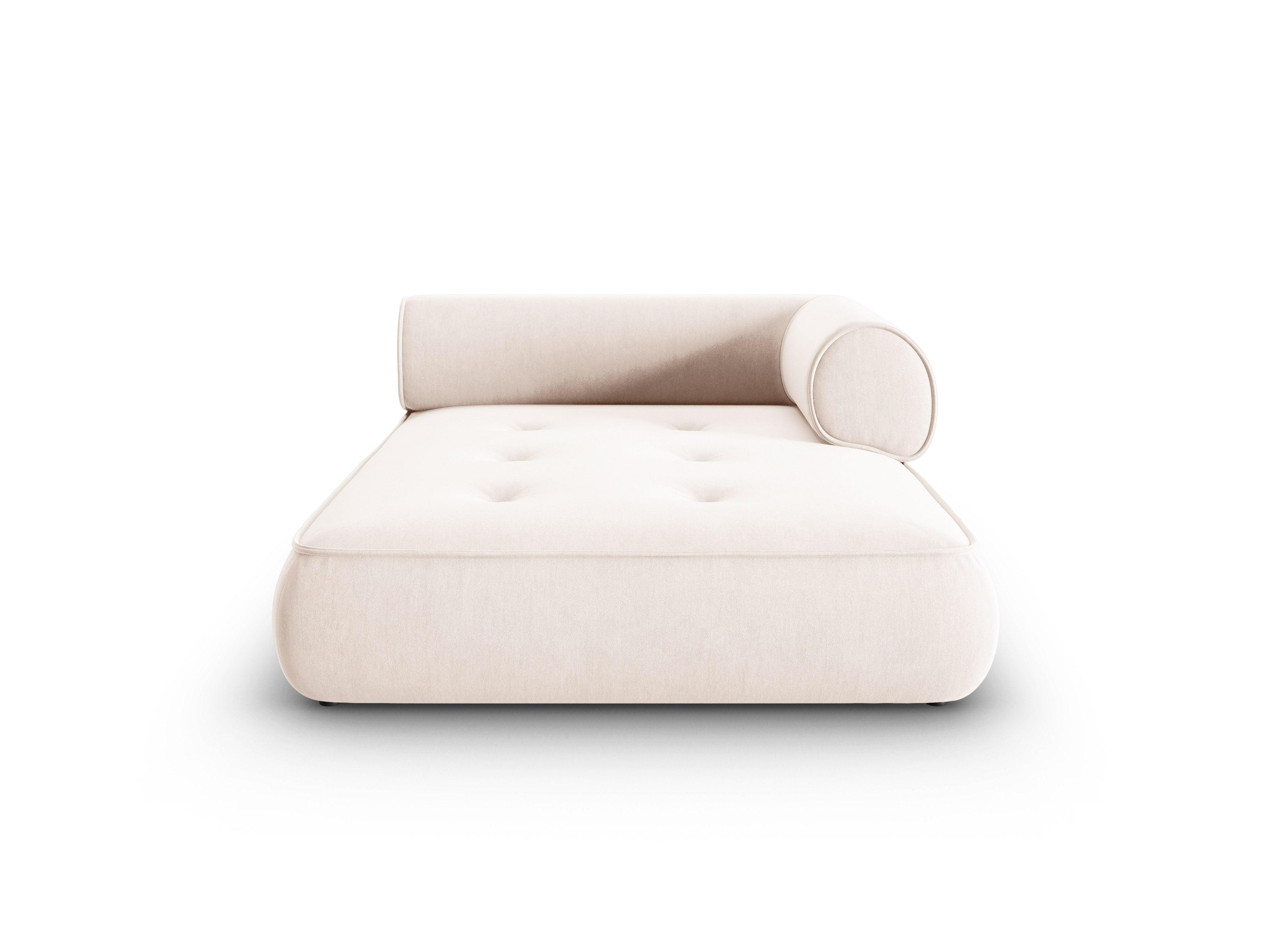 Szezlong w tkaninie szenilowej prawostronny LILY jasnobeżowy Maison Heritage Eye on Design