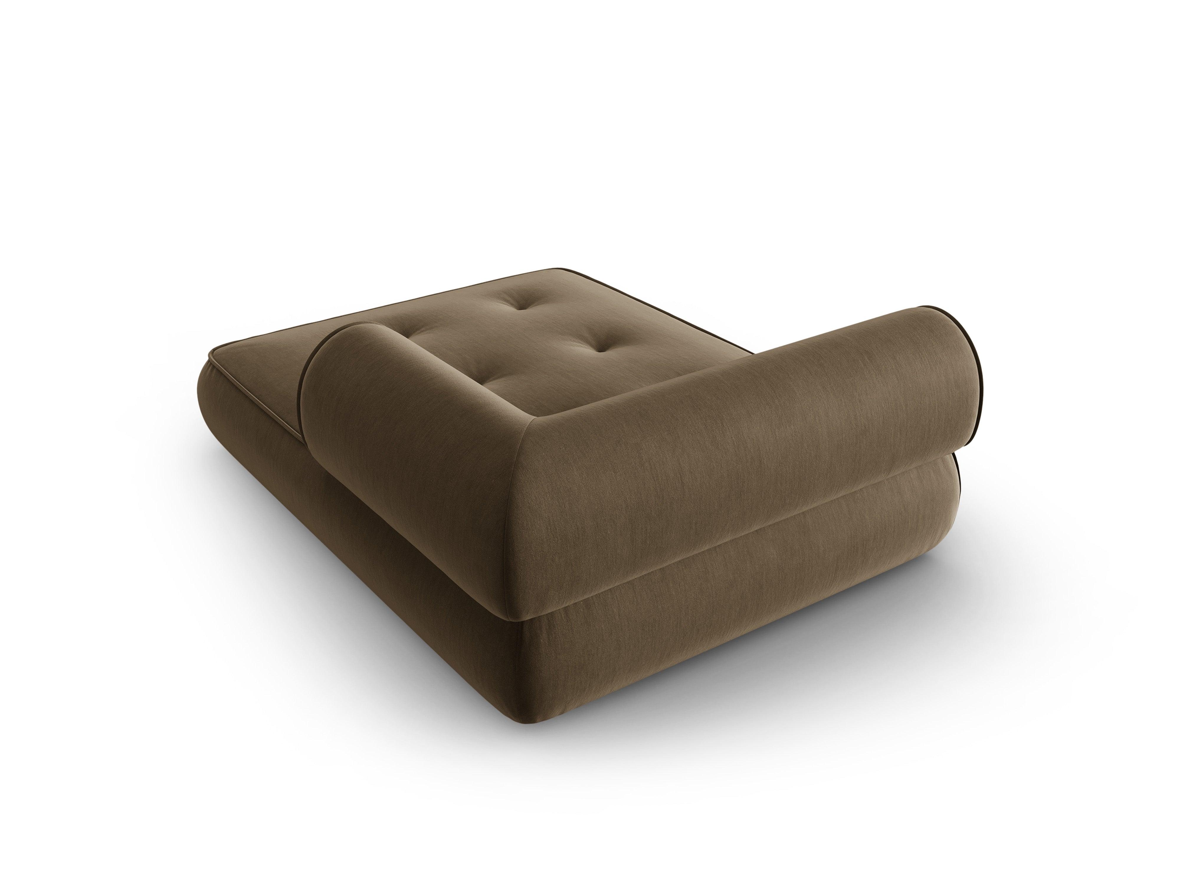 Szezlong w tkaninie szenilowej prawostronny LILY szarobrązowy Maison Heritage Eye on Design