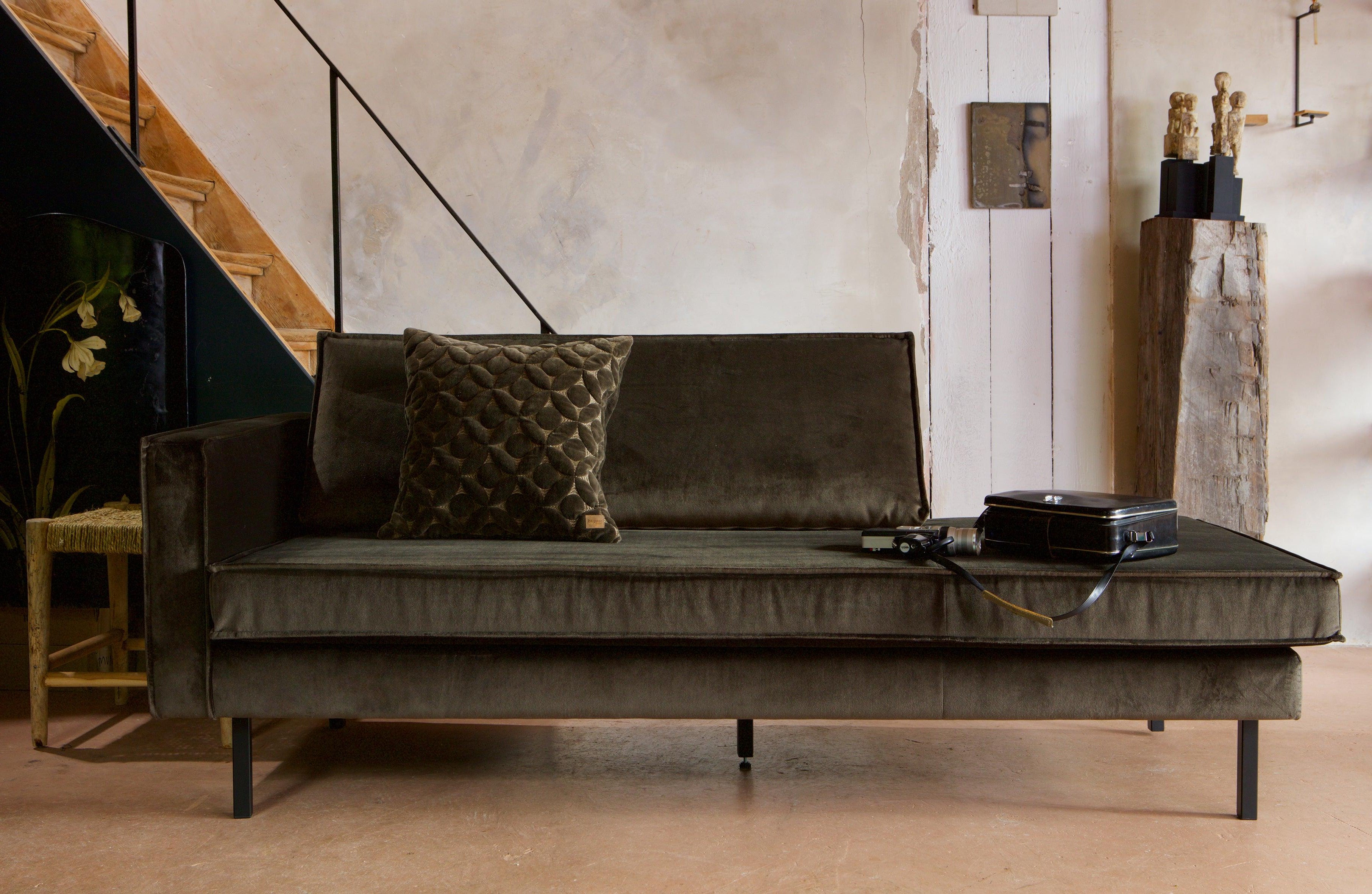 Left -hand chaise rodeo beige bouclé