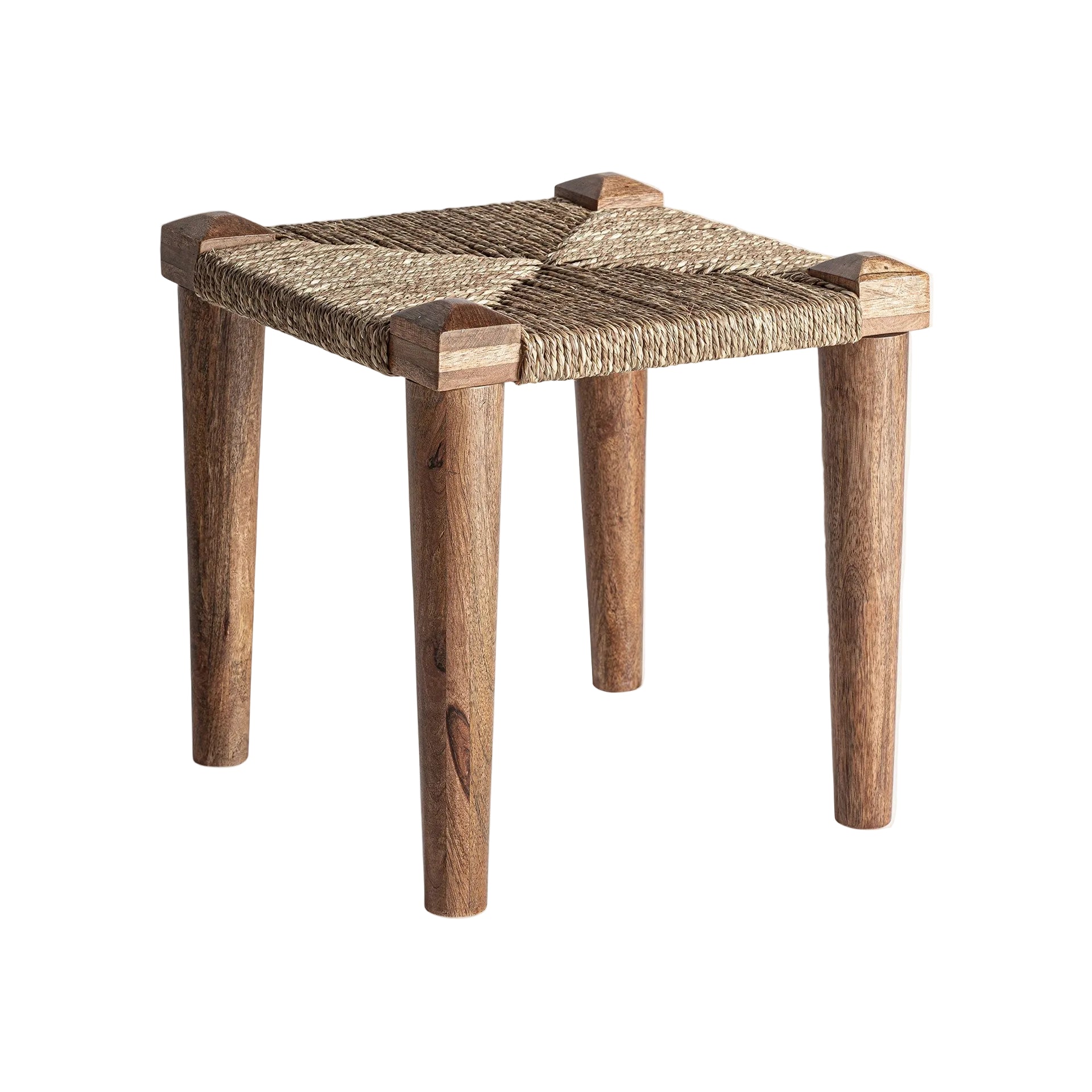KAAJI Stool in Mango Wood with Jute Seat