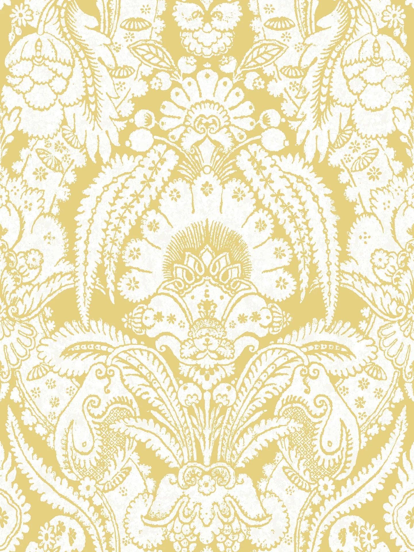Plant-themed wallpaper with ornaments ALBEMARLE - Chatterton ochre