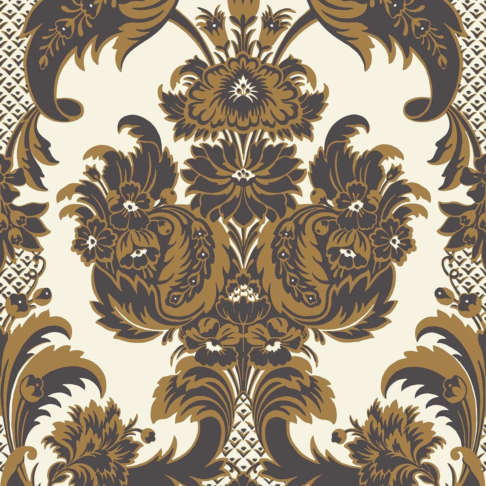 Tapeta ALBEMARLE - Wyndham metaliczne złoto na bieli Cole & Son Eye on Design