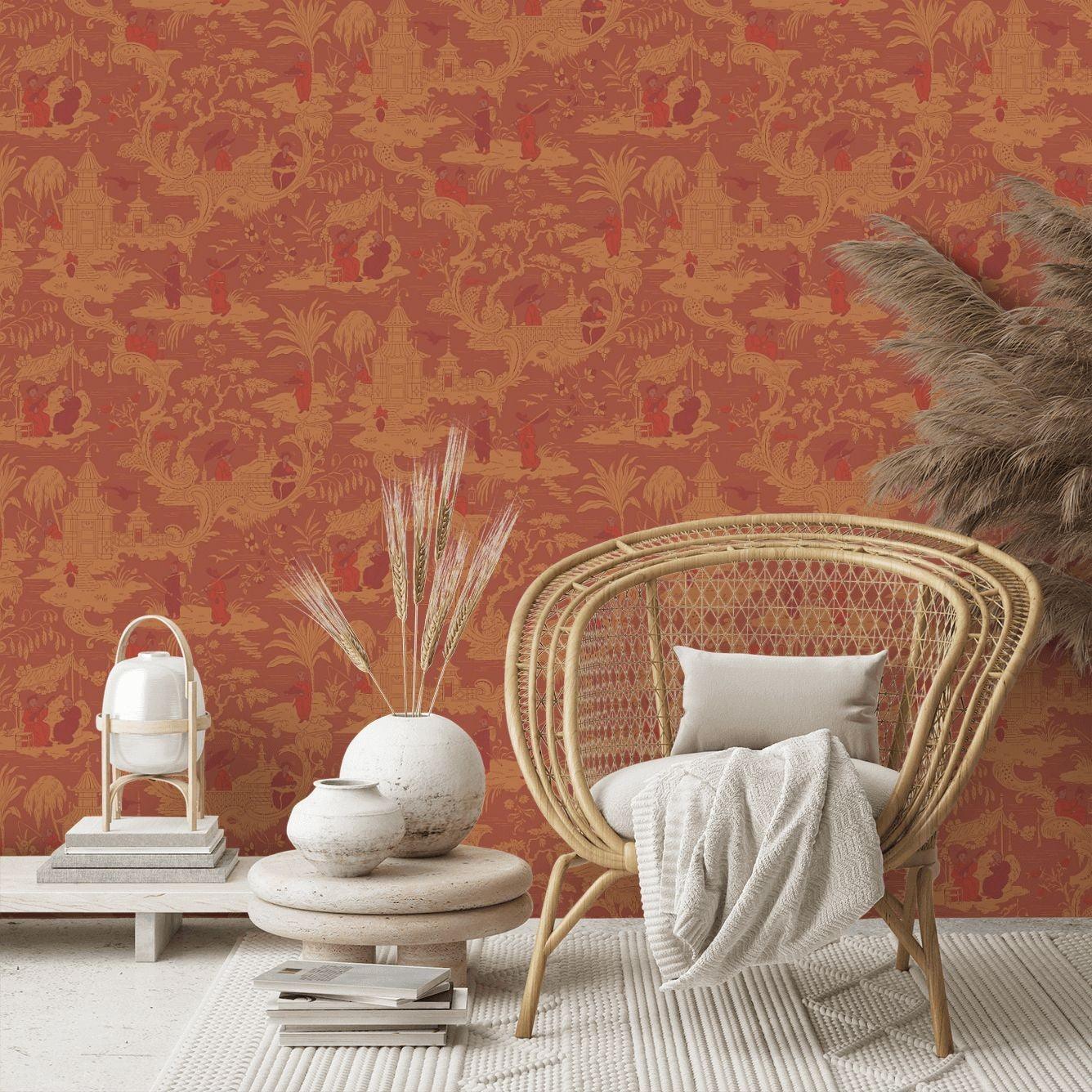 Tapeta ARCHIVE ANTHOLOGY - Chinese Toile terakota Cole & Son Eye on Design
