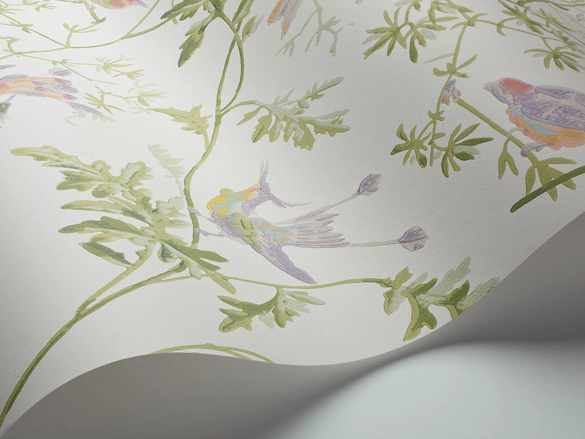 Tapeta ARCHIVE ANTHOLOGY - Hummingbirds oliwkowy na białym Cole & Son Eye on Design