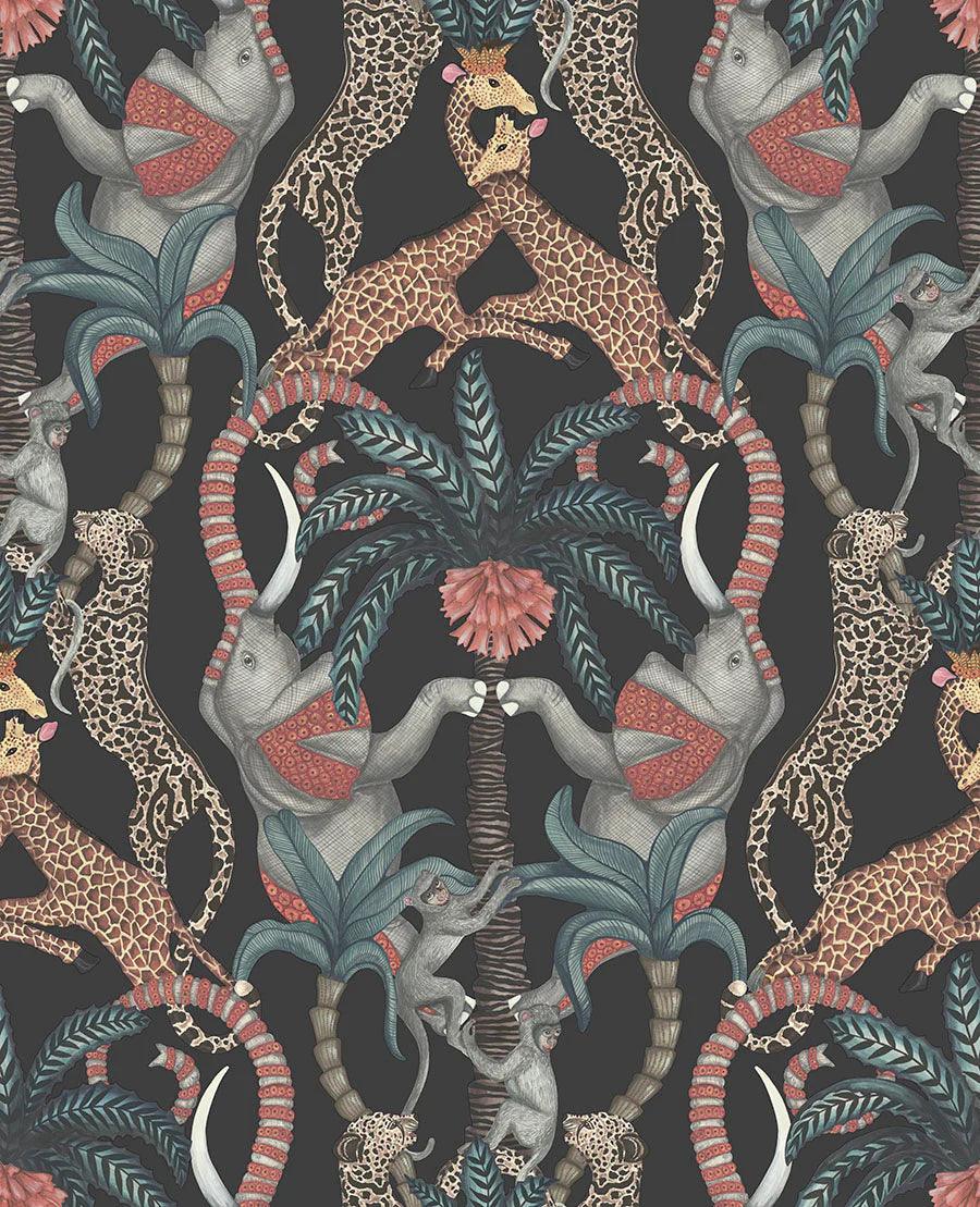 Tapeta ARDMORE JABULA - Safari Totem turkus na czarnym Cole & Son Default Title Eye on Design