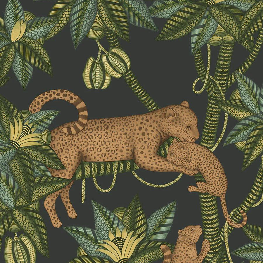 Tapeta ARDMORE JABULA - Satara zielony na czarnym Cole & Son Eye on Design