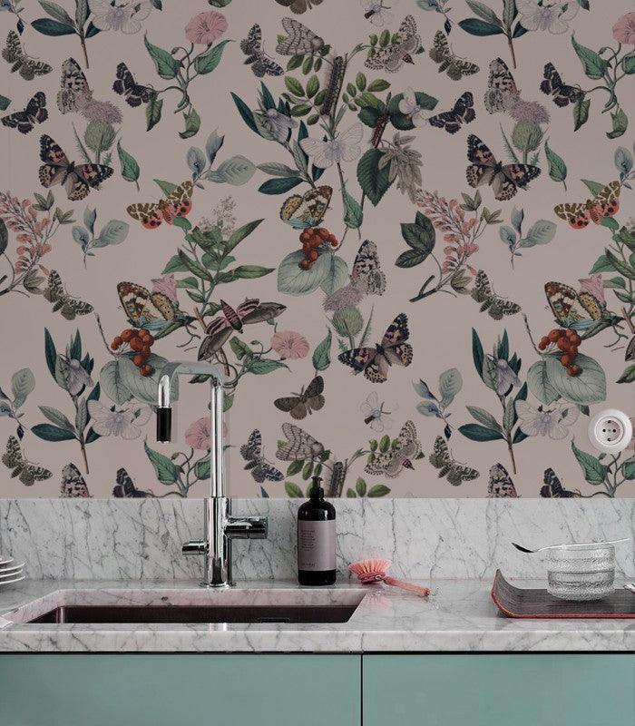 Tapeta Butterfly Rowan Pink Wallcolors Eye on Design